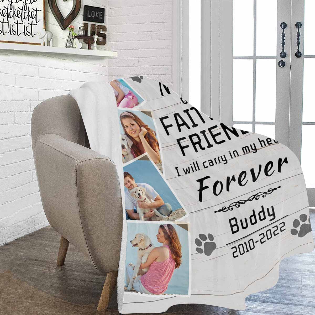 Artsadd Pet Dog Memorial Gifts Personalized Blanket With Photos And Name-In Loving Memory Gifts For Loved Ones Lost-Custom Remembrance Gifts Blankets For Pets Lover-Gray 60'X80'Inch