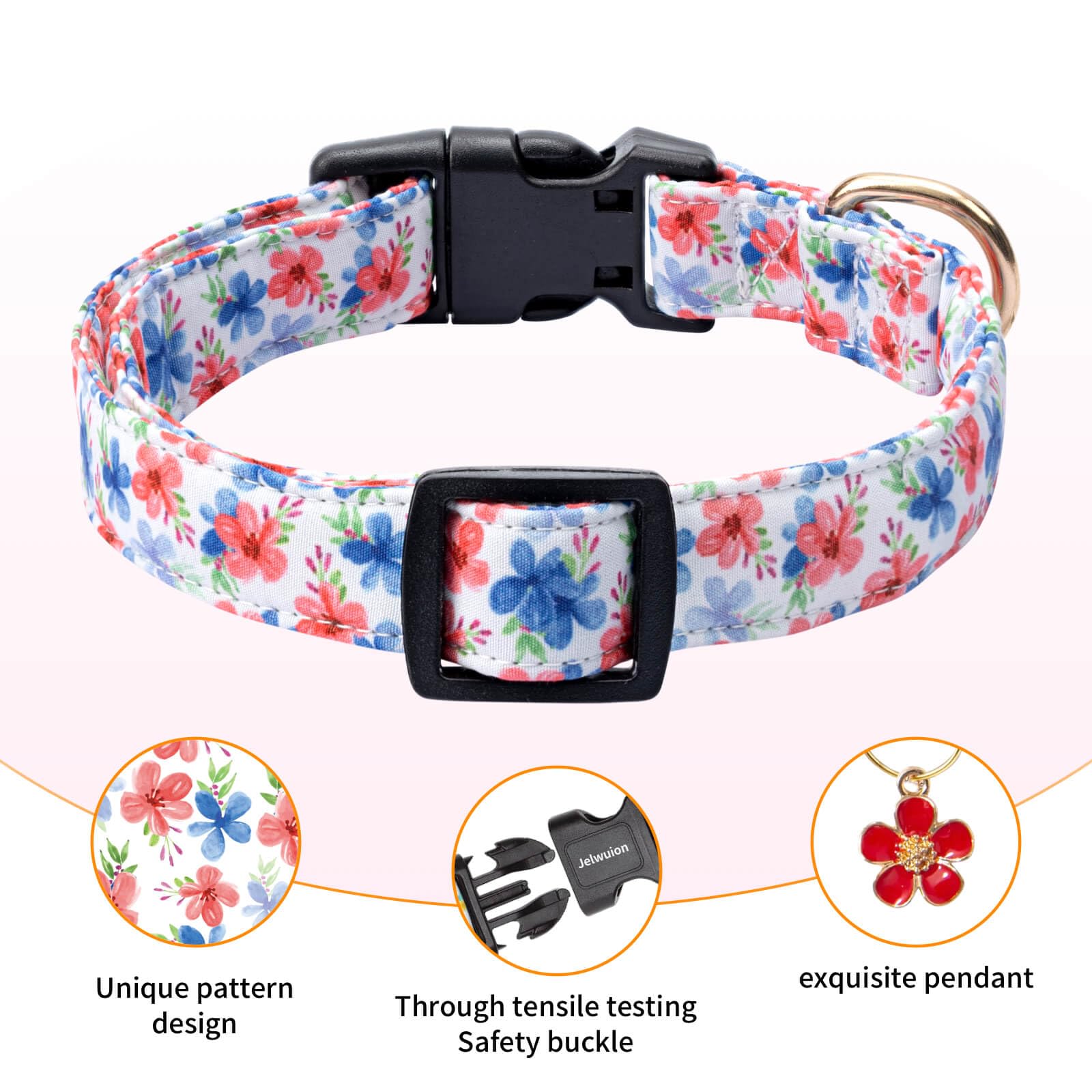 Jelwuion Adjustable Dog Collar With Quick Release Buckle For Boy Girl Female Dogs,Soft Puppy Collar And Cute Pet Collar With Flo
