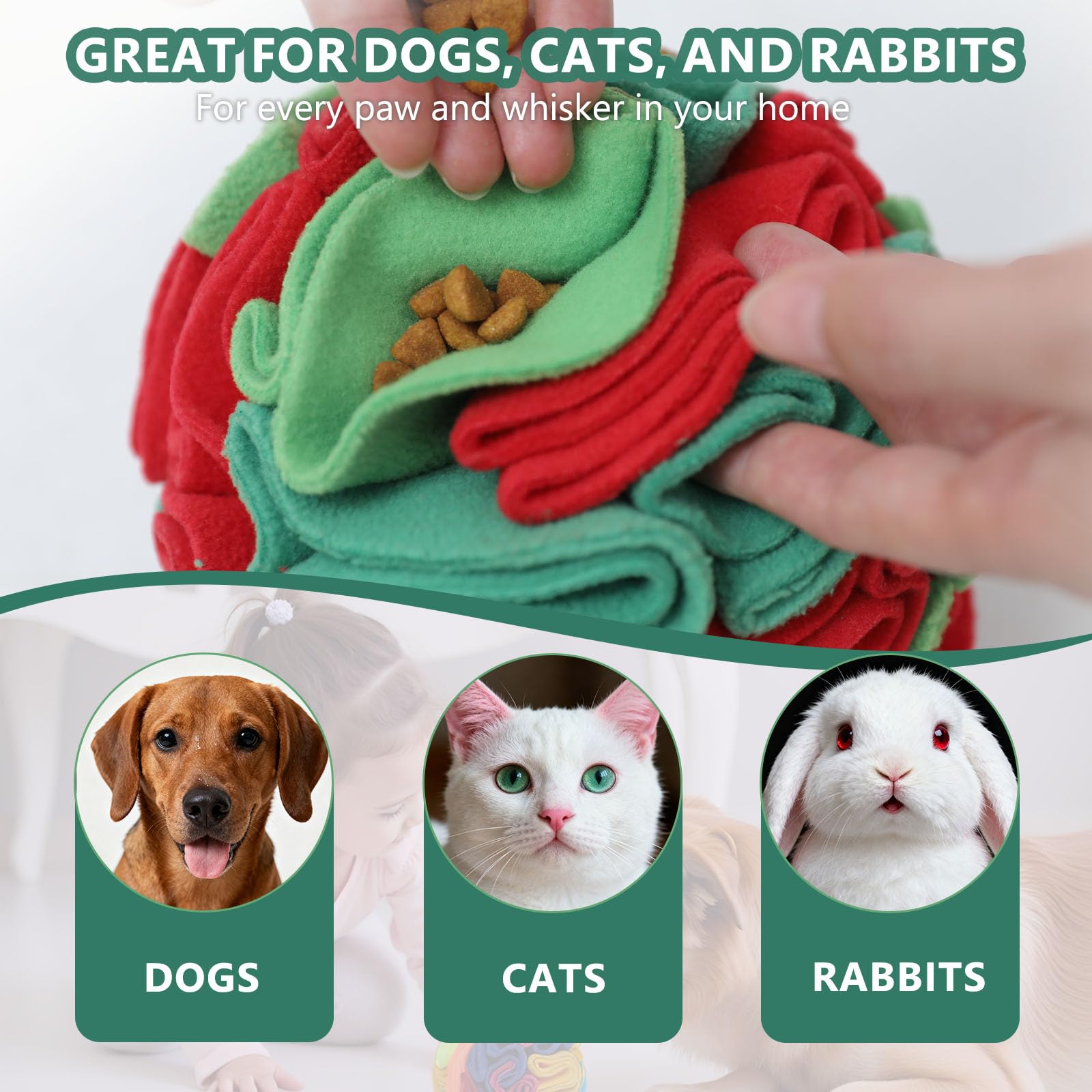 kmirepa Snuffle Ball for Dogs - Interactive Dog Toys to Keep Them Busy, Dog Puzzle Toy with Soft Fabric for Small, Medium, Large