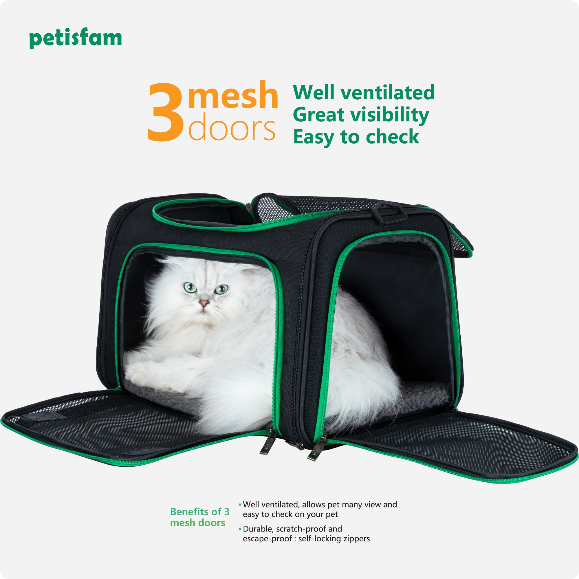 Easy Vet Visit Pet Carrier For Medium Cats And Small Dogs. Safe, Comfortable And Convenient. Airline Approved, Top Loading And C
