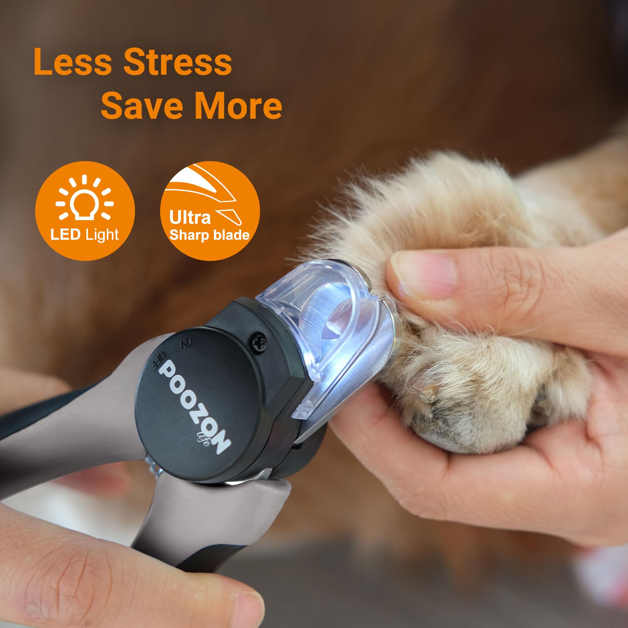 Poozonlife Dog Nail Clipper With Light, Illuminates Nail Clipper Kit Or Bloodline For Safe, Easy Trimmers, Extra Sharp For Thick