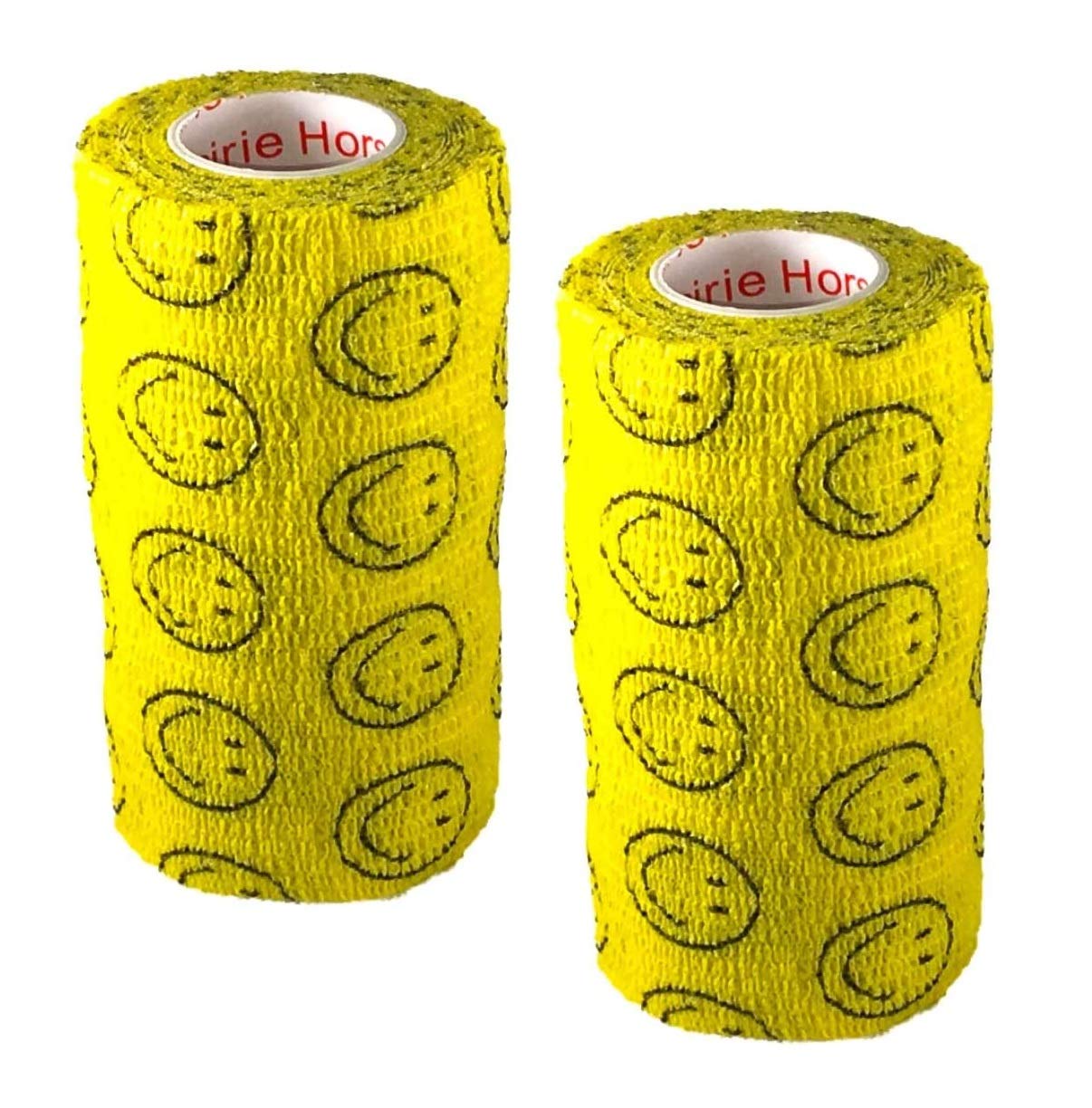 Vet Wrap Wrap Tape (Yellow with Smiles) (2 Pack) (3 Inch x 15 feet) Self Adhesive Adherent Adhering Cohesive Flex Self Stick Ban
