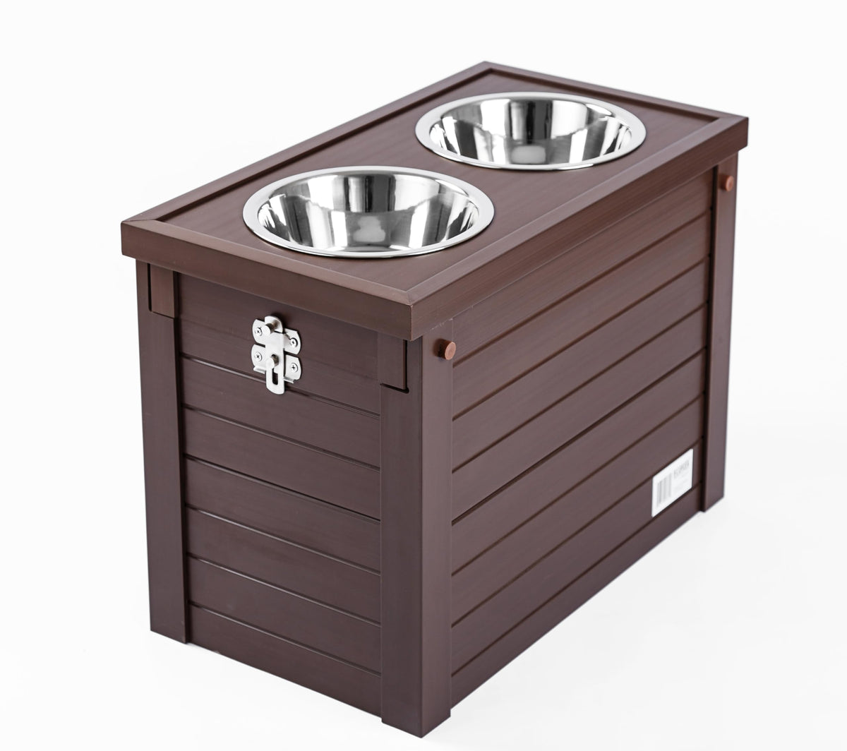 New Age Pet® ECOFLEX® Elevated Dog Feeder with 2 Stainless Steel Bowls and Sliding Lid Storage Bin