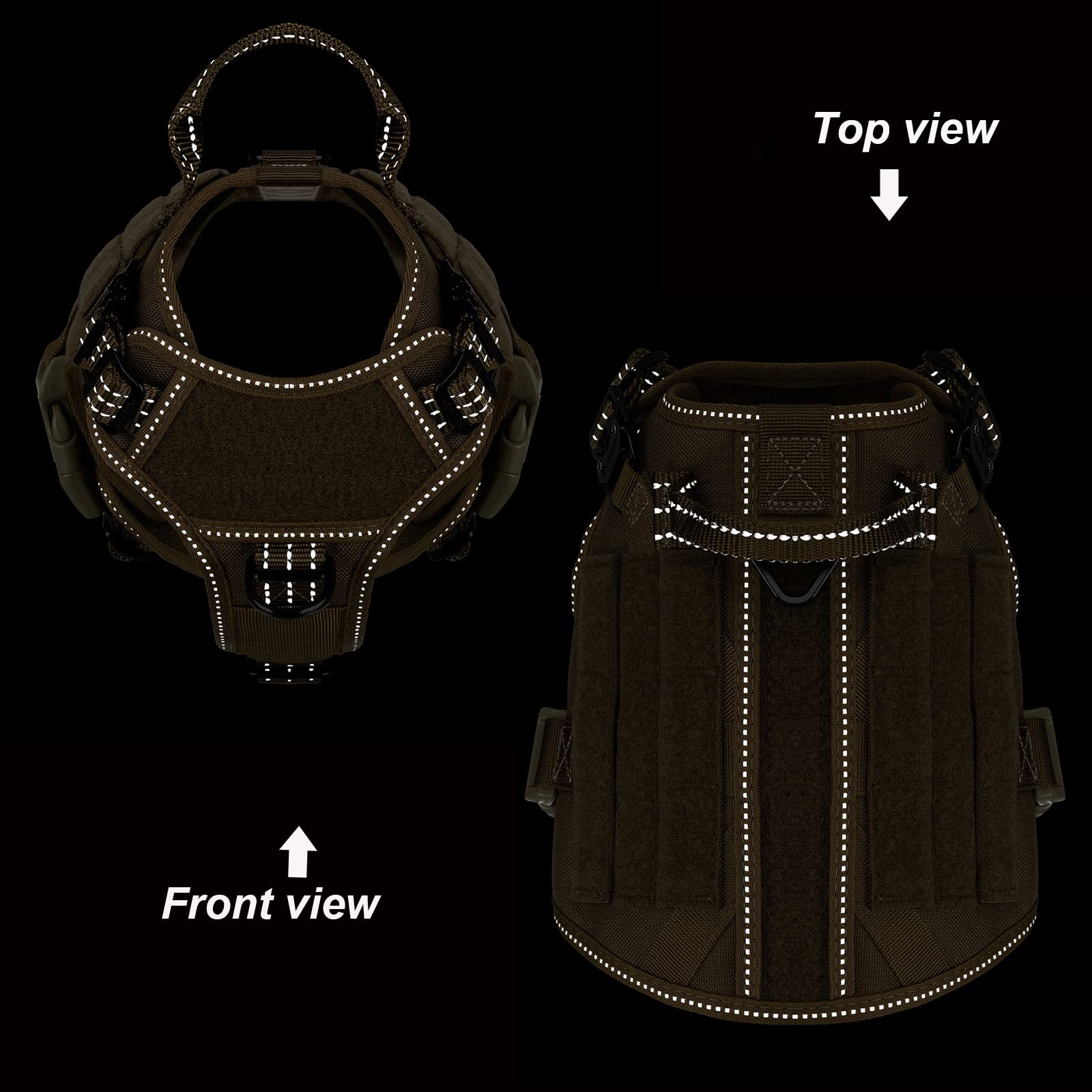 Icefang Gn1 Reflective Tactical Dog Harness Small Sized, Molle K9 Dog Vest With 2X Metal Buckles,Adjustable Pet Harness, No Pull