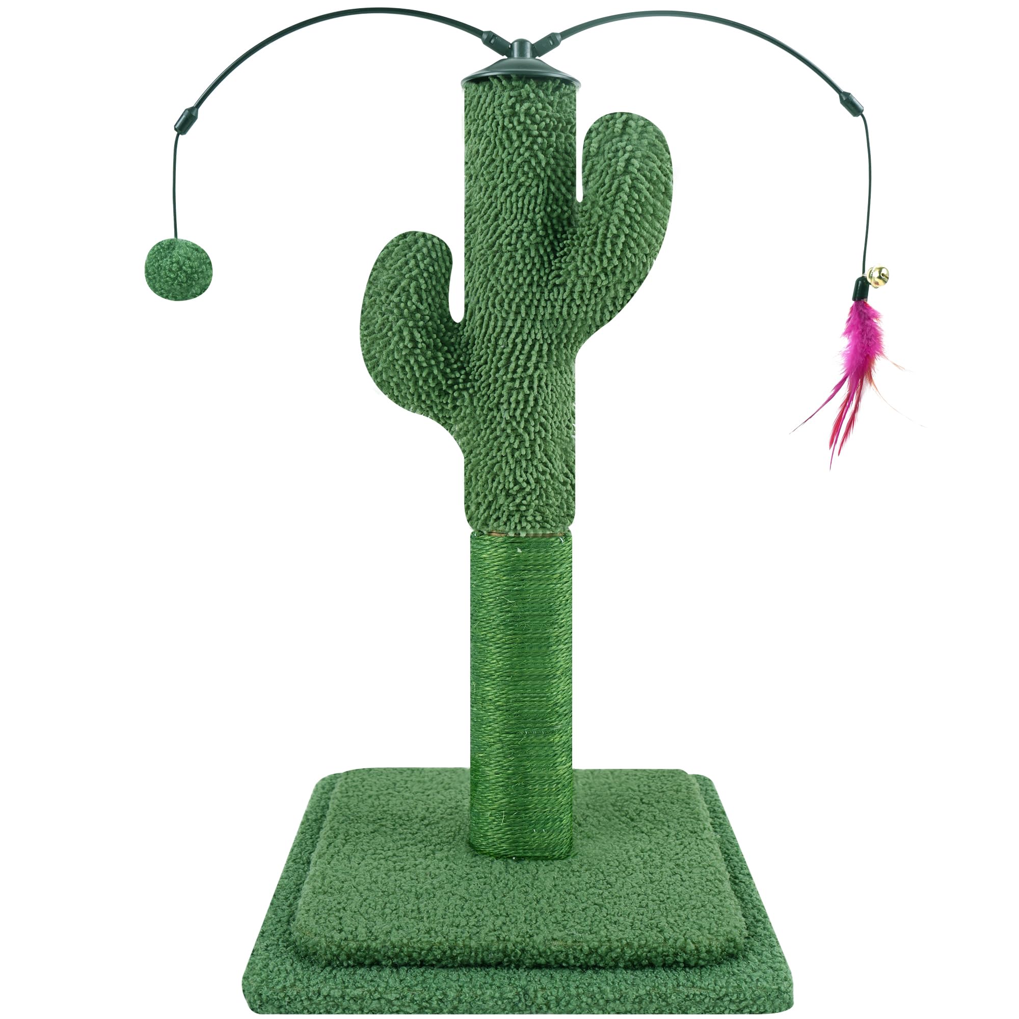 Yunique 23.6'' Cat Scratching Post, Cactus Cat Scratcher With Natural Sisal Rope For Indoor Cats, Claw Scratcher Green Cat Tree 