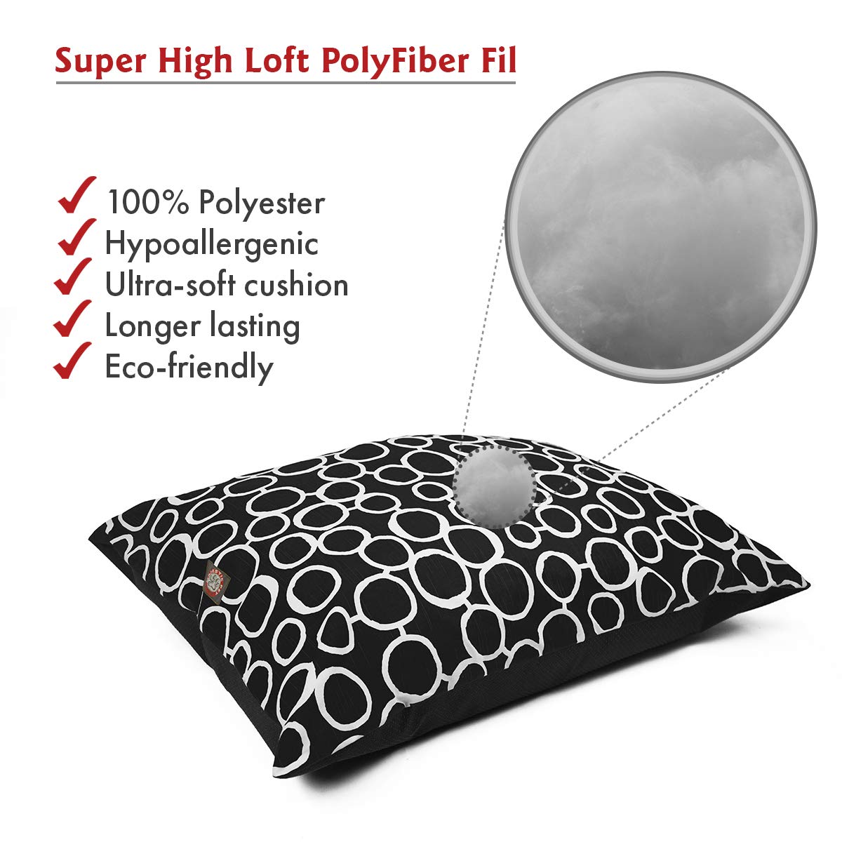 Majestic Pet Rectangle Large Dog Bed Washable – Non Slip Comfy Pet Bed – Dog Crate Bed Super Value Pillow Dog Bed – Dog Kennel Bed For Sleeping - Dog Bed Large Breed 46 X 35 Inch – Fusion Black