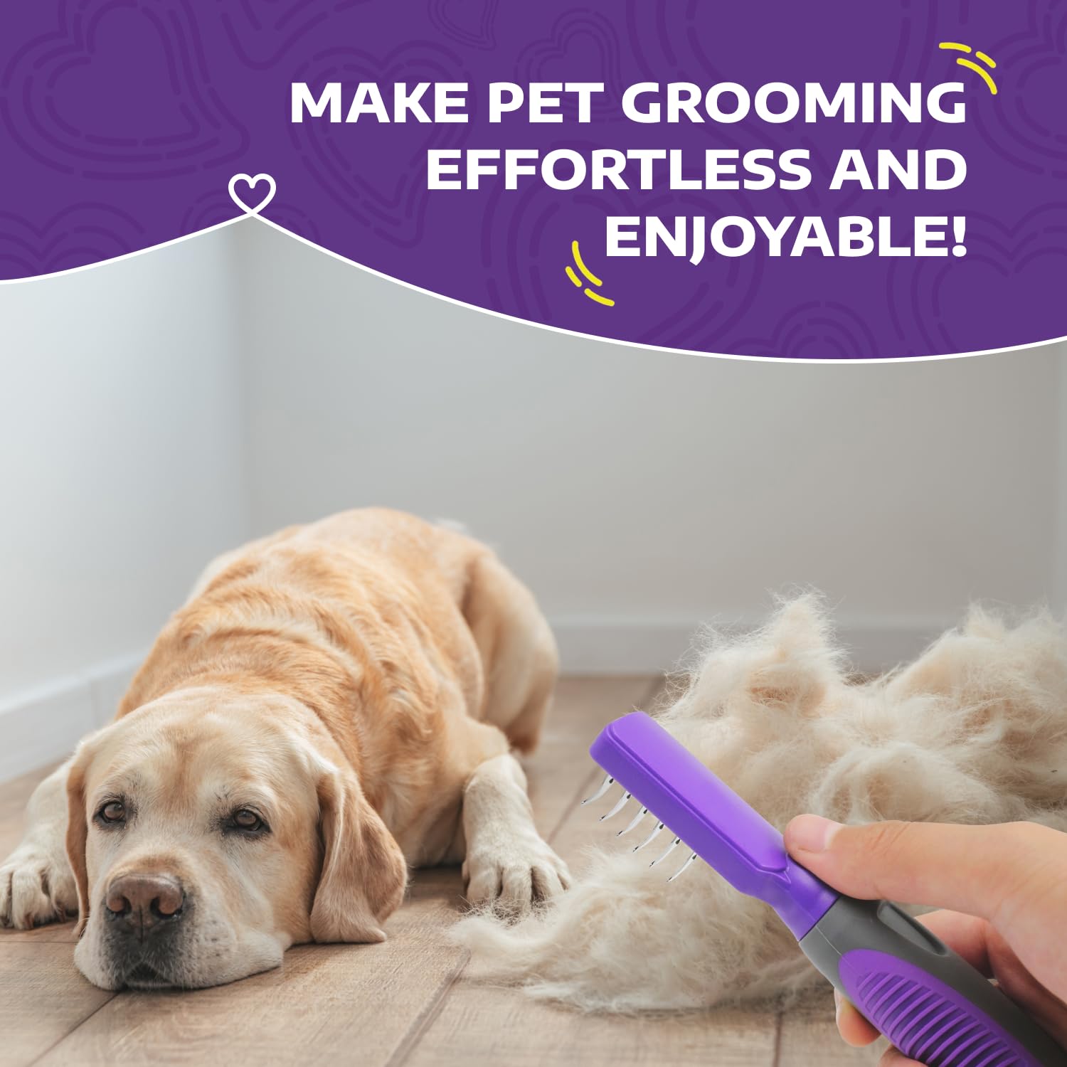 Hertzko Dog Mat Remover - Grooming Comb, Mat Remover For Cats, Dogs, Small Animals - Dematting Tool, Dog Knot Remover Brush For Long Haired Dogs, Short Haired Dogs, And Rabbit Bedding (Small)