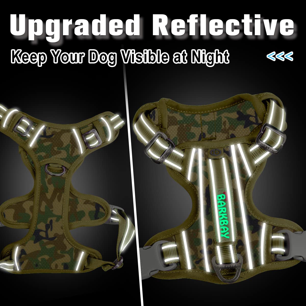 BARKBAY Dog Harness No Pull with ID Tag Pocket - Heavy Duty, Reflective, Easy Control for Large Dogs (Camo,XL)