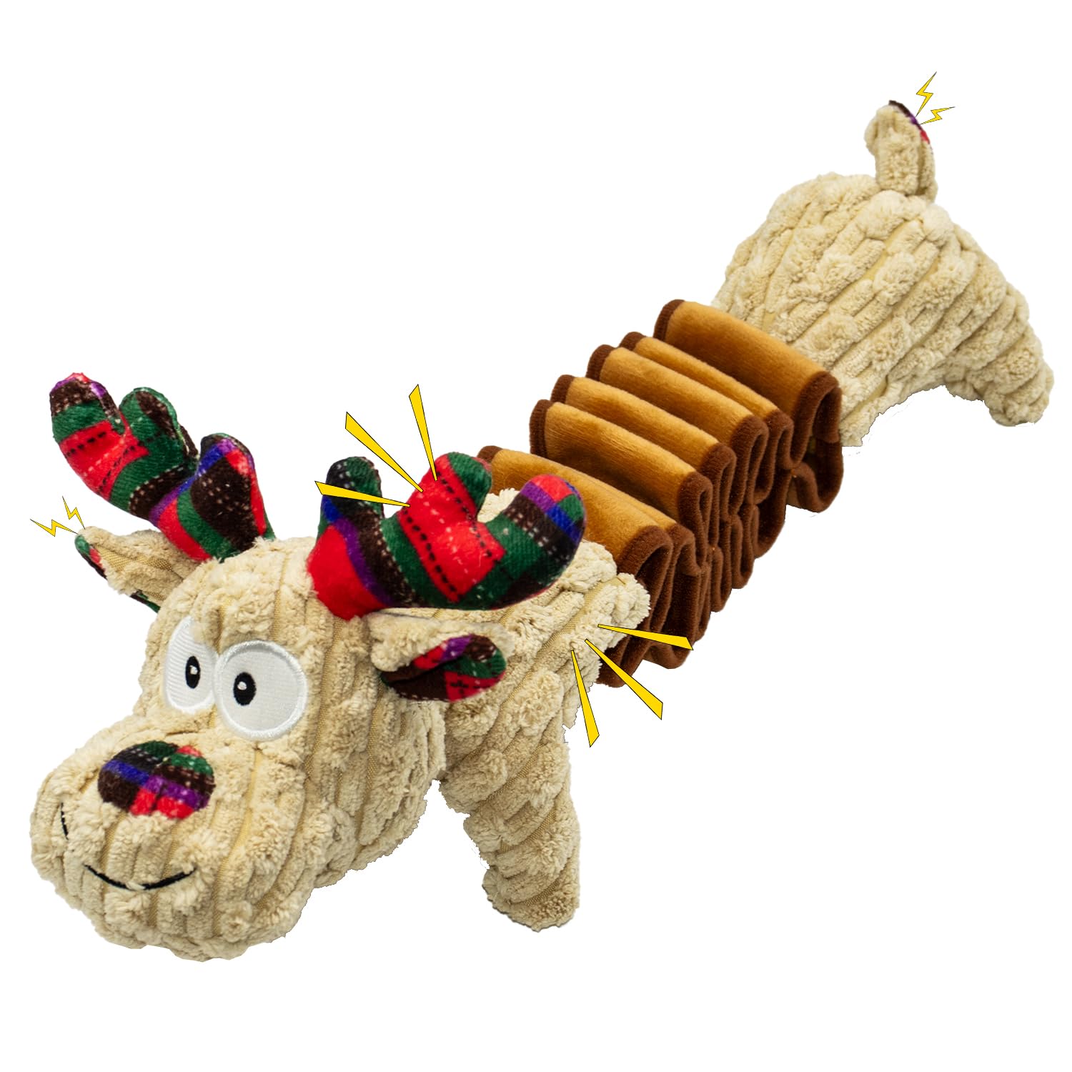 Cneeeeeb Dog Toys Deer Squeaky Interactive Puppy Teething Chew Toy With Crinkle Sound Paper Tail Stuffed Pp Cotton,Keep Them Bus