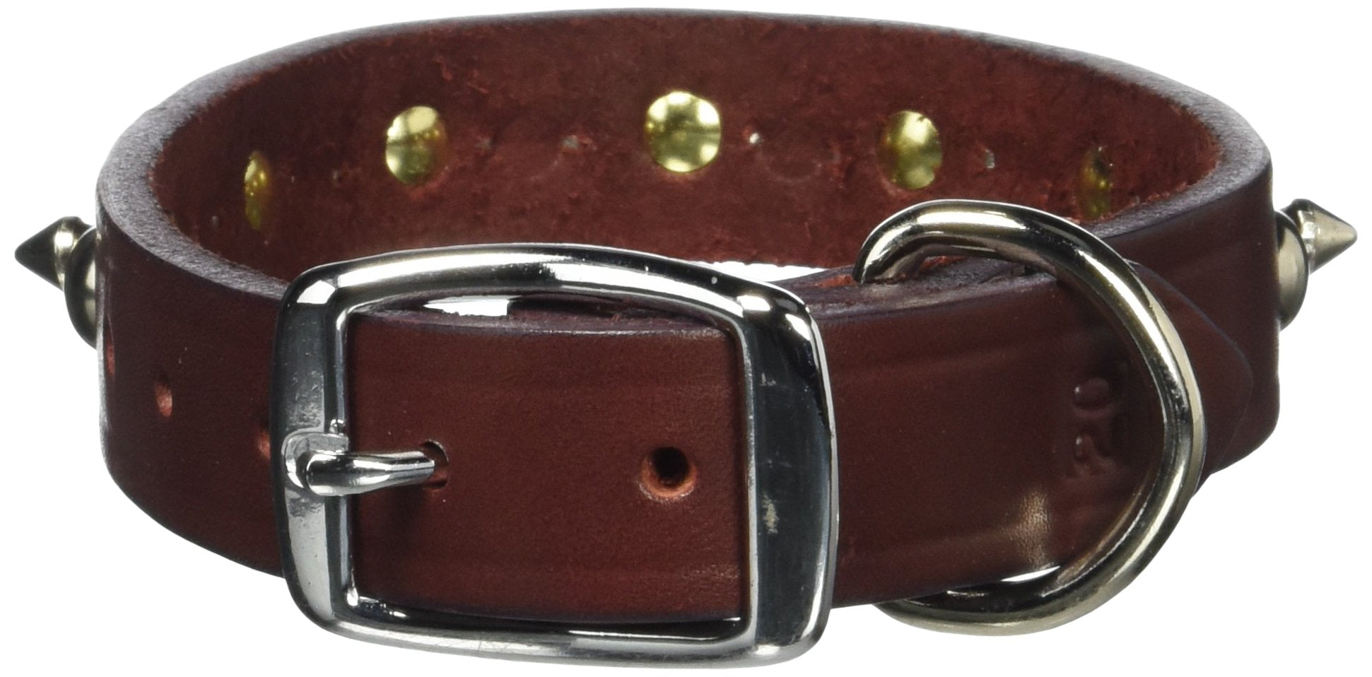 Omnipet Leather Brothers 100Lks-Bu20 1 X 20-Inch Regular Spiked And Studded Latigo Leather Dog Collar, Large, Burgundy