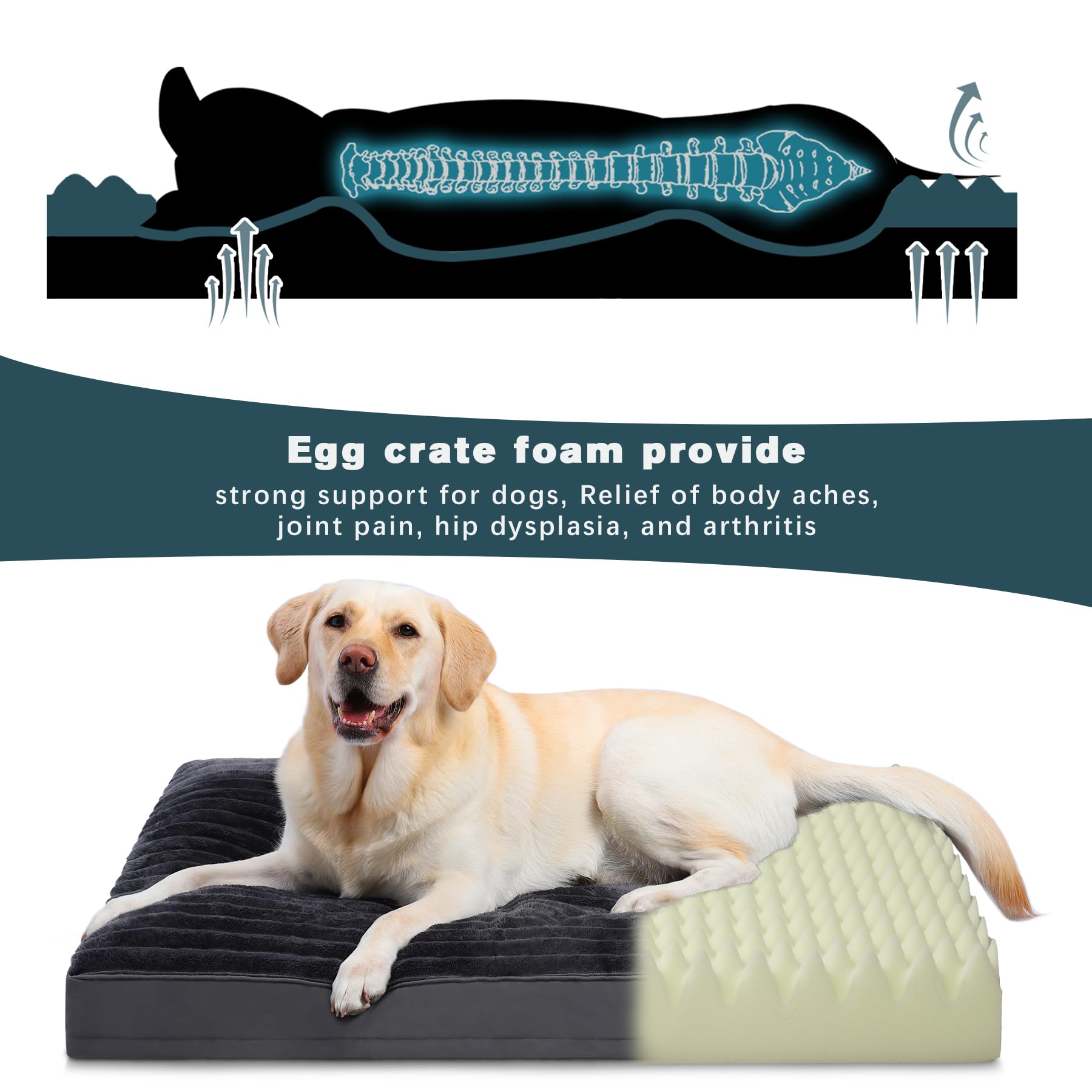 Vonabem Extra Large Dog Bed Washable With Removable Cover Waterproof, Dog Crate Bed For Xl Xlarge Dogs, Fluffy Flannel Pet Beds