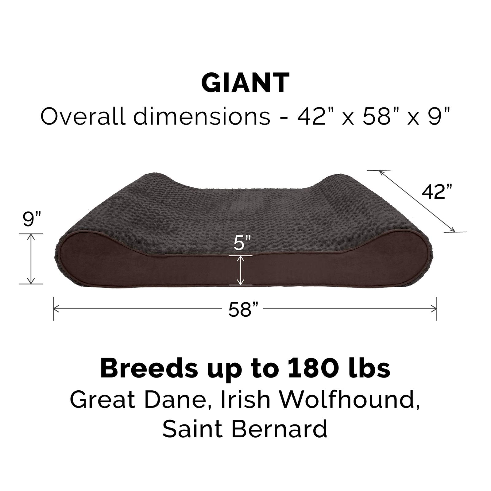 Furhaven Orthopedic Dog Bed For Extra Large Dogs W/ Removable Washable Cover, For Dogs Up To 180 Lbs - Ultra Plush Faux Fur & Su