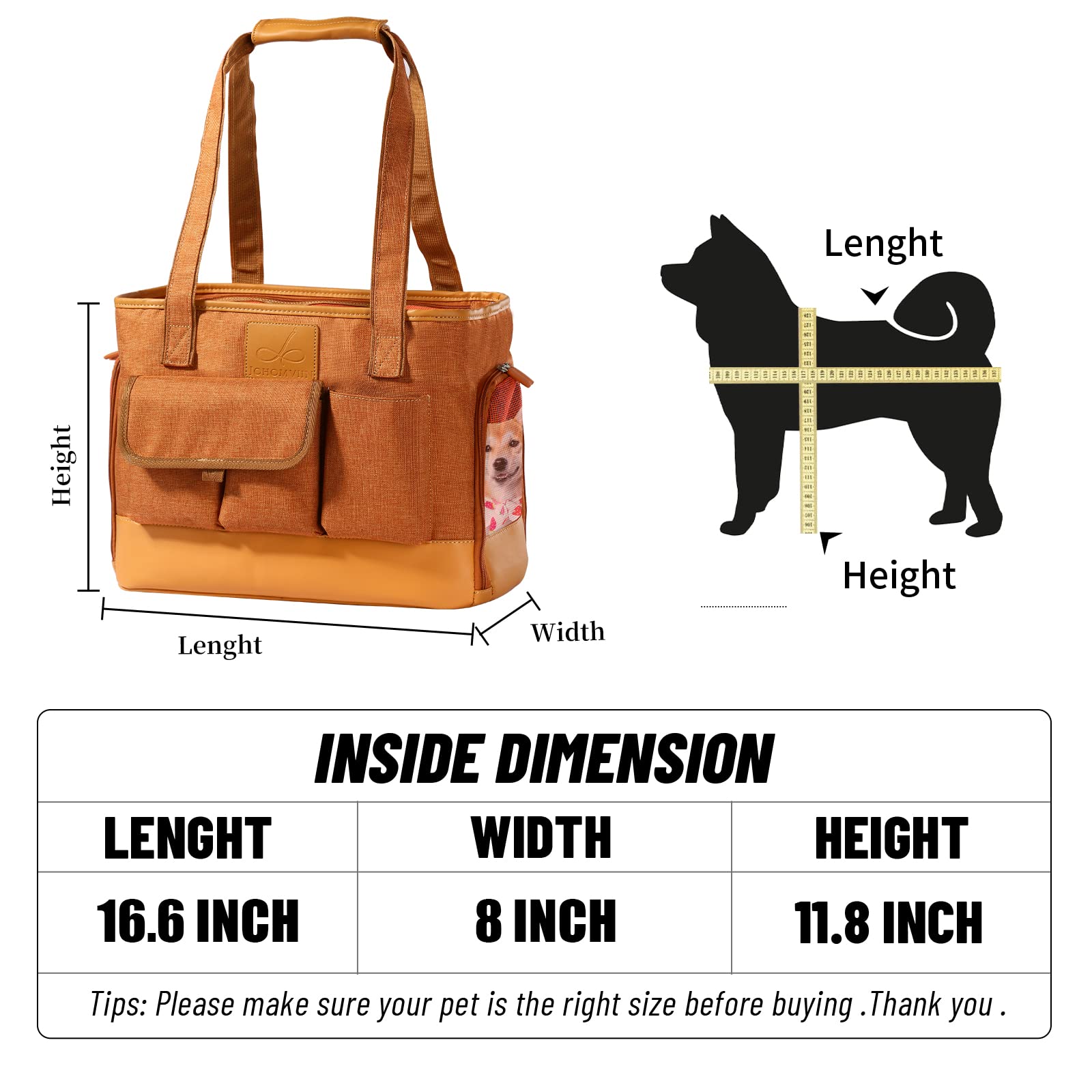 Johomviin Cat Carrier, Dog Carrier, Pet Carrier, Foldable Waterproof Premium PU Leather Oxford Cloth Dog Purse, Portable Bag Car