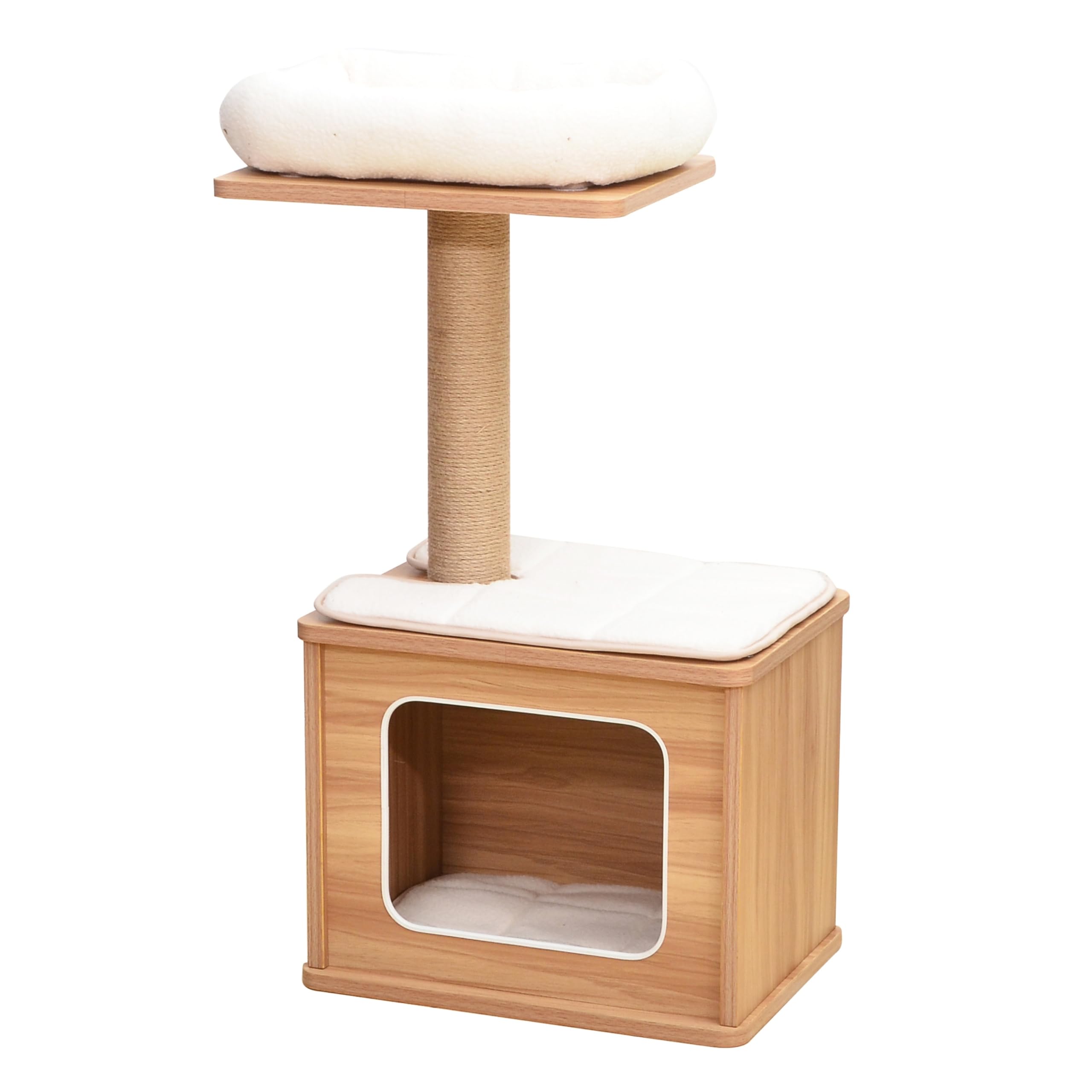 Catry Cat Tree With Feather Toy - Cozy Design Of Cat Hammock Allure Kitten To Lounge In, Cats Love To Lazily Recline While Playing With Feather Toy And Scratching Post, (Innovative Arrival)