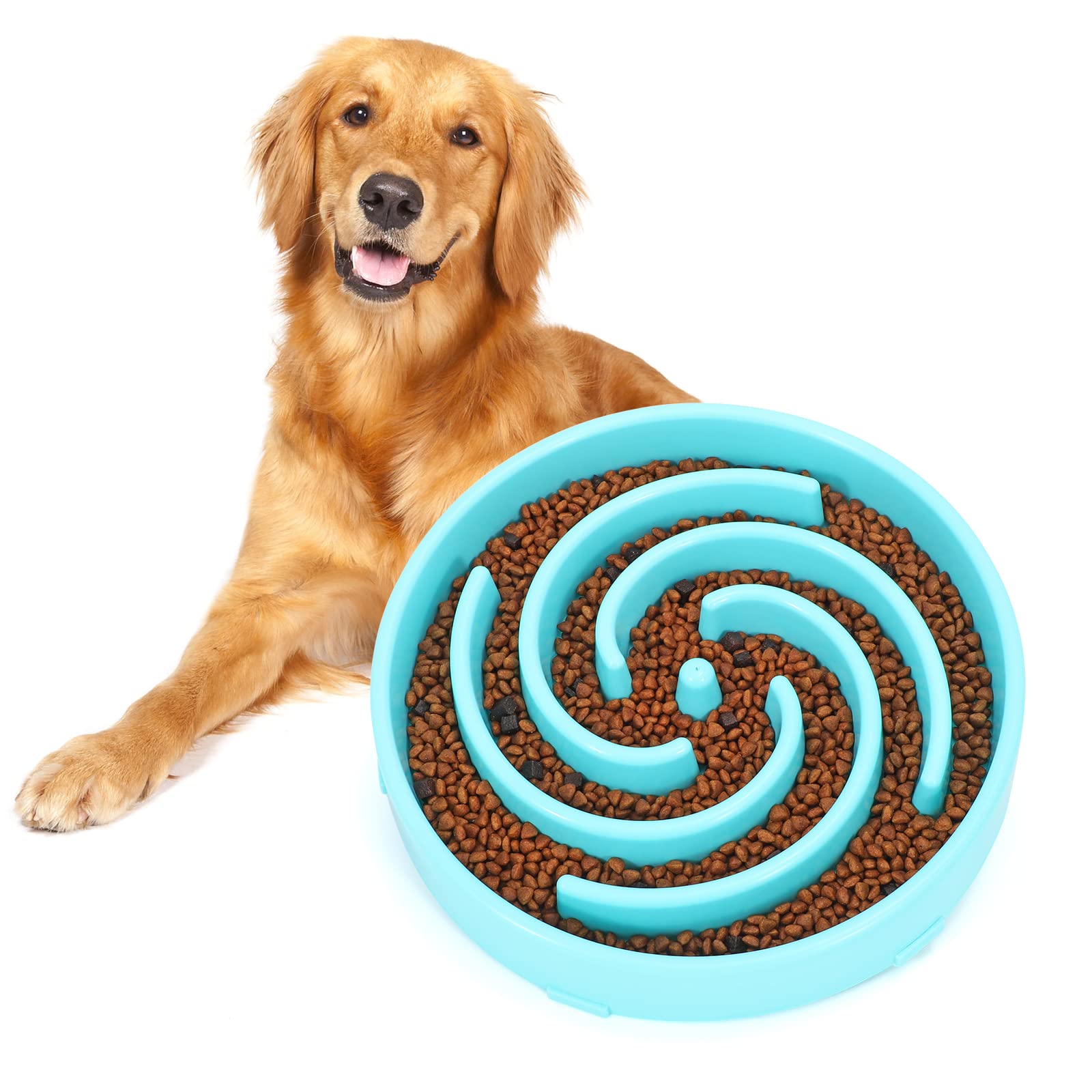 Slow Feeder Large Dog Bowl - Non Slip Maze Puzzle Bowl for Medium Dogs - Blue