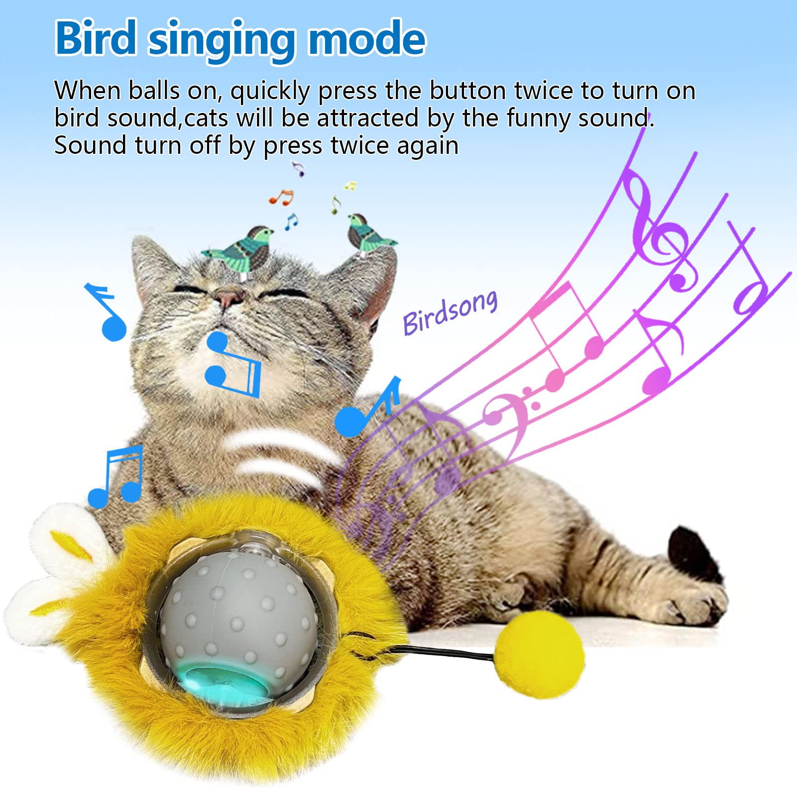 Sofolor Motion Activate Interactive Cat Toys - Automatic Moving Ball Toys For Indoor Cats, Self Rotating Ball With Lights, Electric Cat Mice Toys, Usb Rechargeable