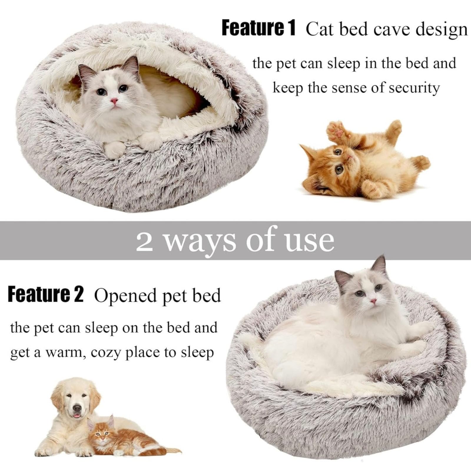 Olvys Cozy Cocoon Dog Bed, Comfy Cocoon Pet Bed, Dog Bed With Cover Cave, Calming Plush Beds Calm Anti-Anxiety, Anti-Slip Bottom