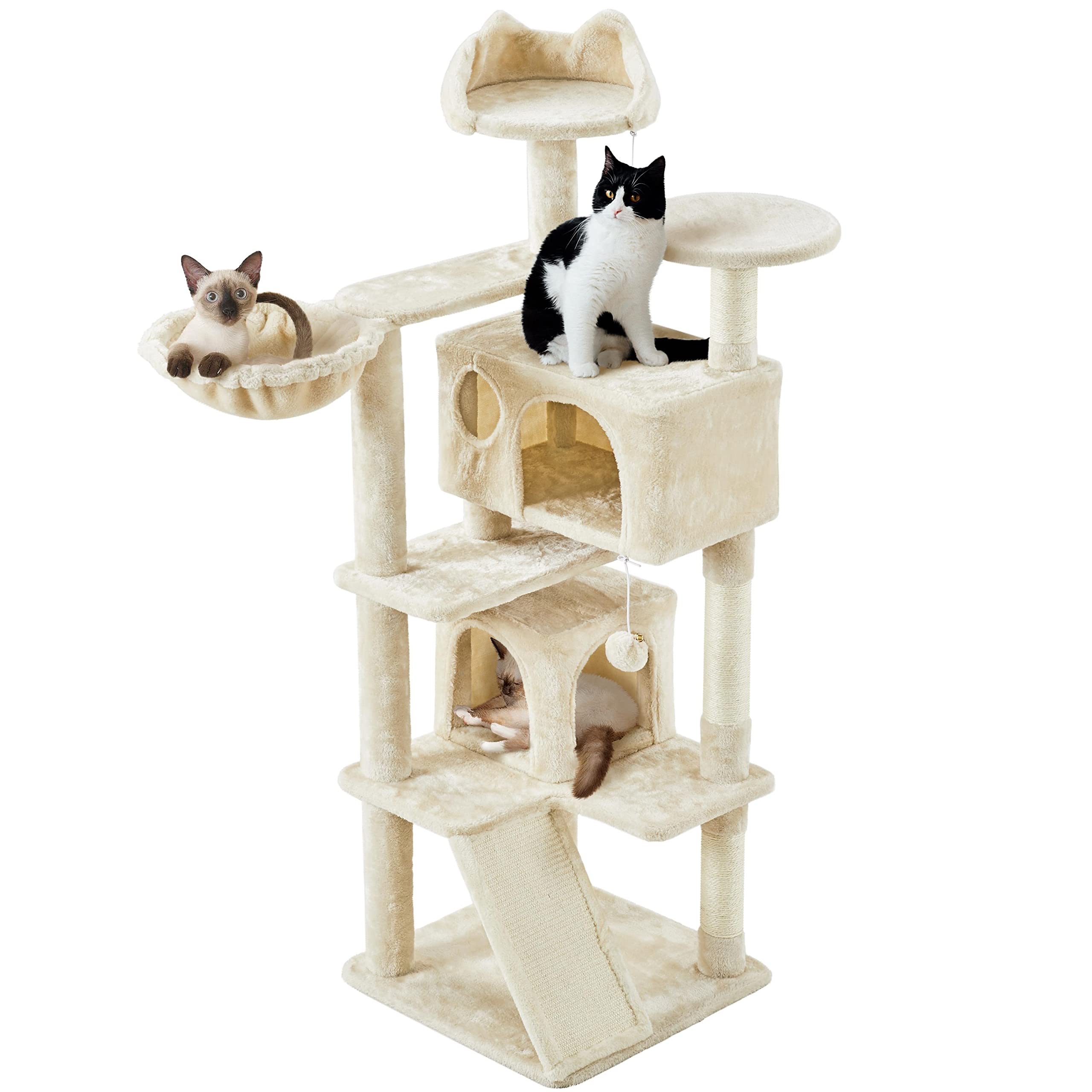 Yaheetech 57 Inches Cat Tree, Cat Tower With Versatile Condos, Premium Scratching Boards And Jump Platform, Cat Stand House For