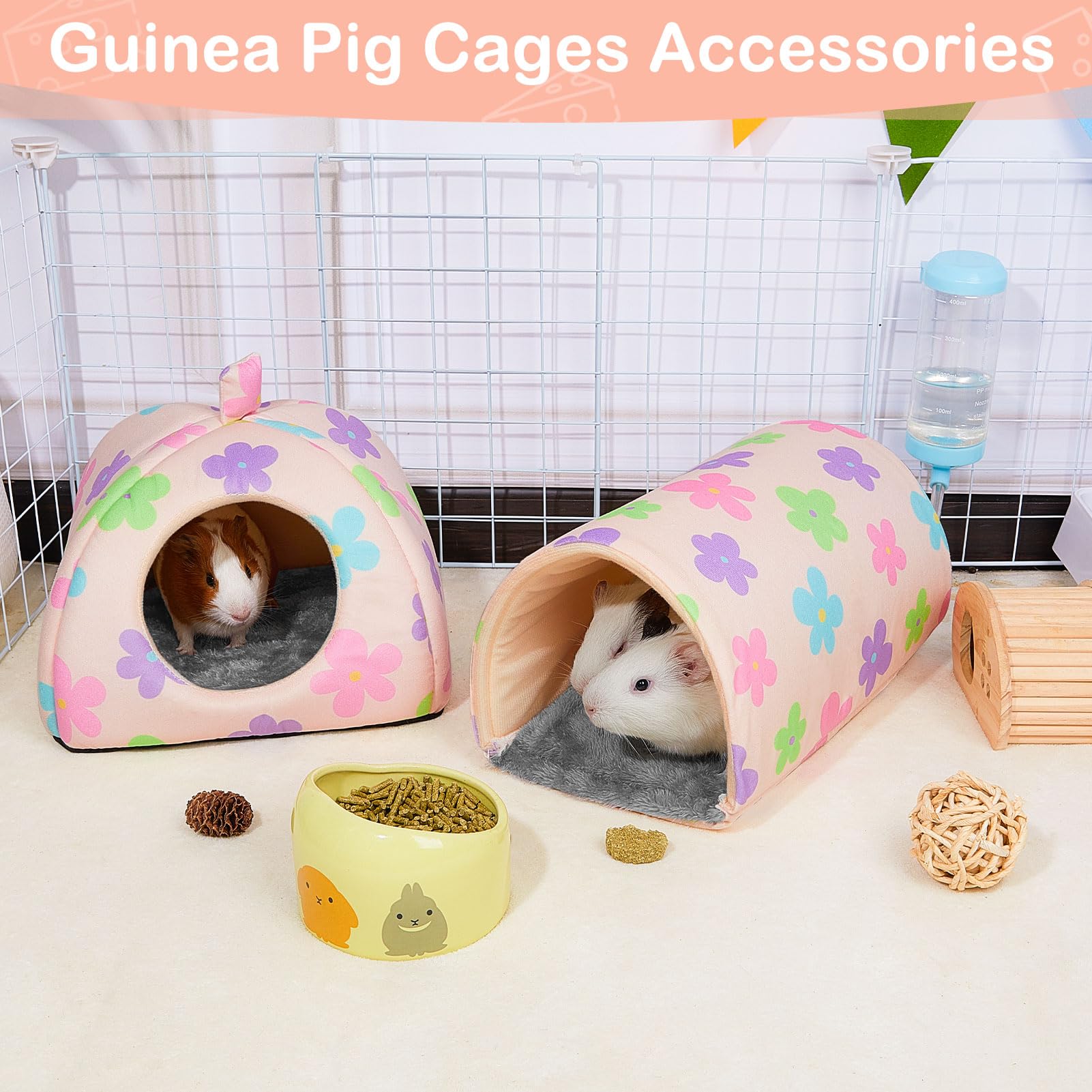 Unicorn Catcher Guinea Pig Hideout And Tunnel, 2 Pack Soft Washable Guinea Pig Bedding Accessories For Cages