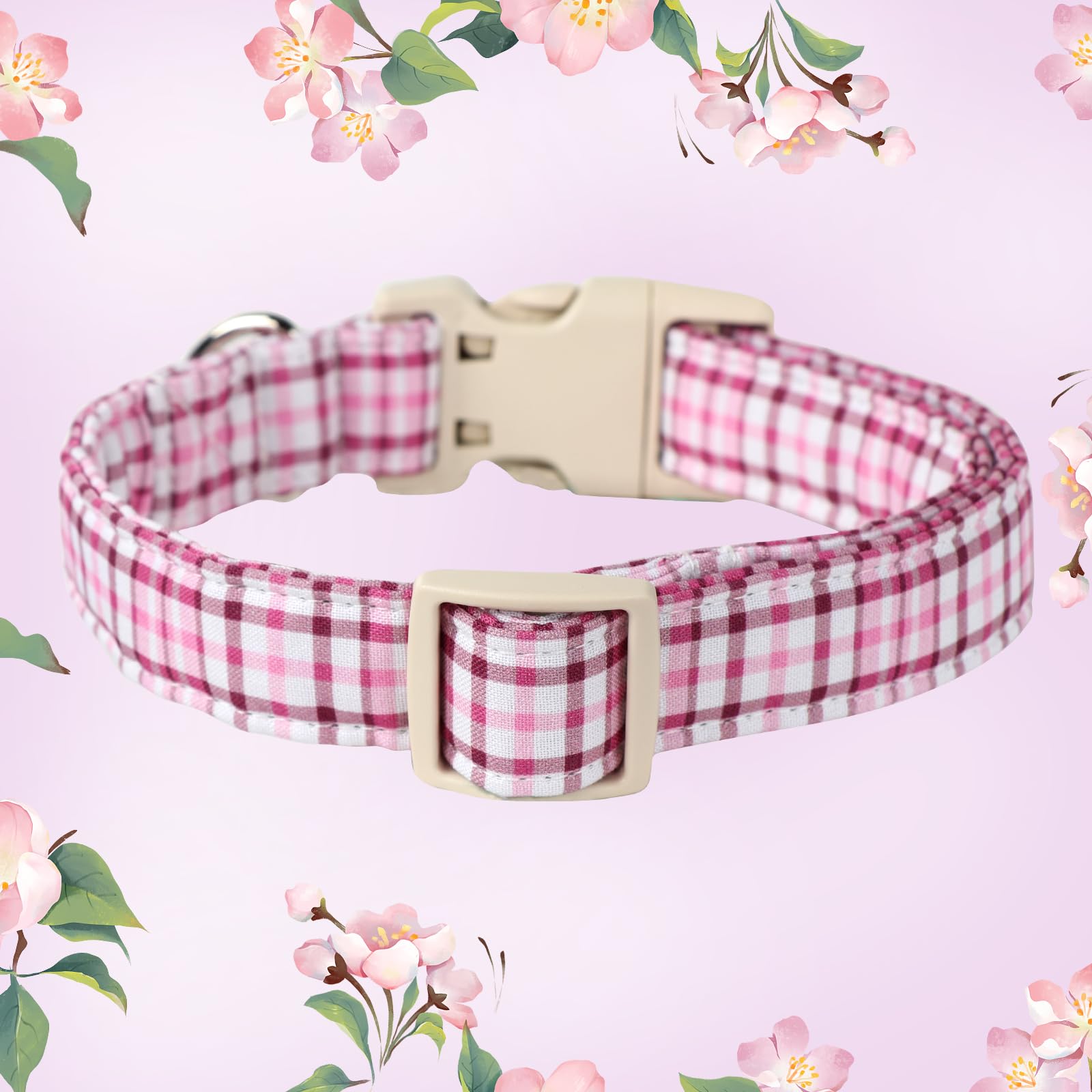 Dogwong Cotton Dog Collar - Spring Summer Soft Natural Fabric Pet Collar Cute Wedding Puppy Necklace For Small To Large Dogs