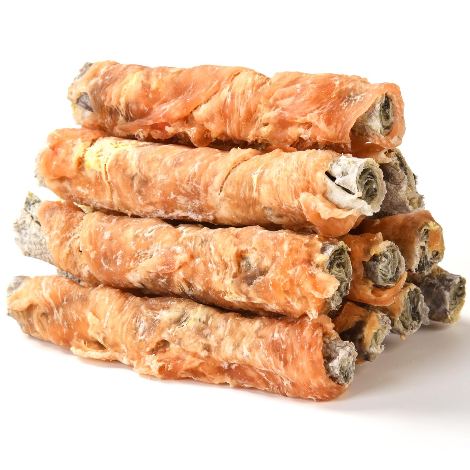 Pawmate Dog Treats Chicken Wrapped Cod Fish Skin Sticks, Healthy High Protein Omega3 Cod Twist Dog Chews Real Chicken Wrap Teeth