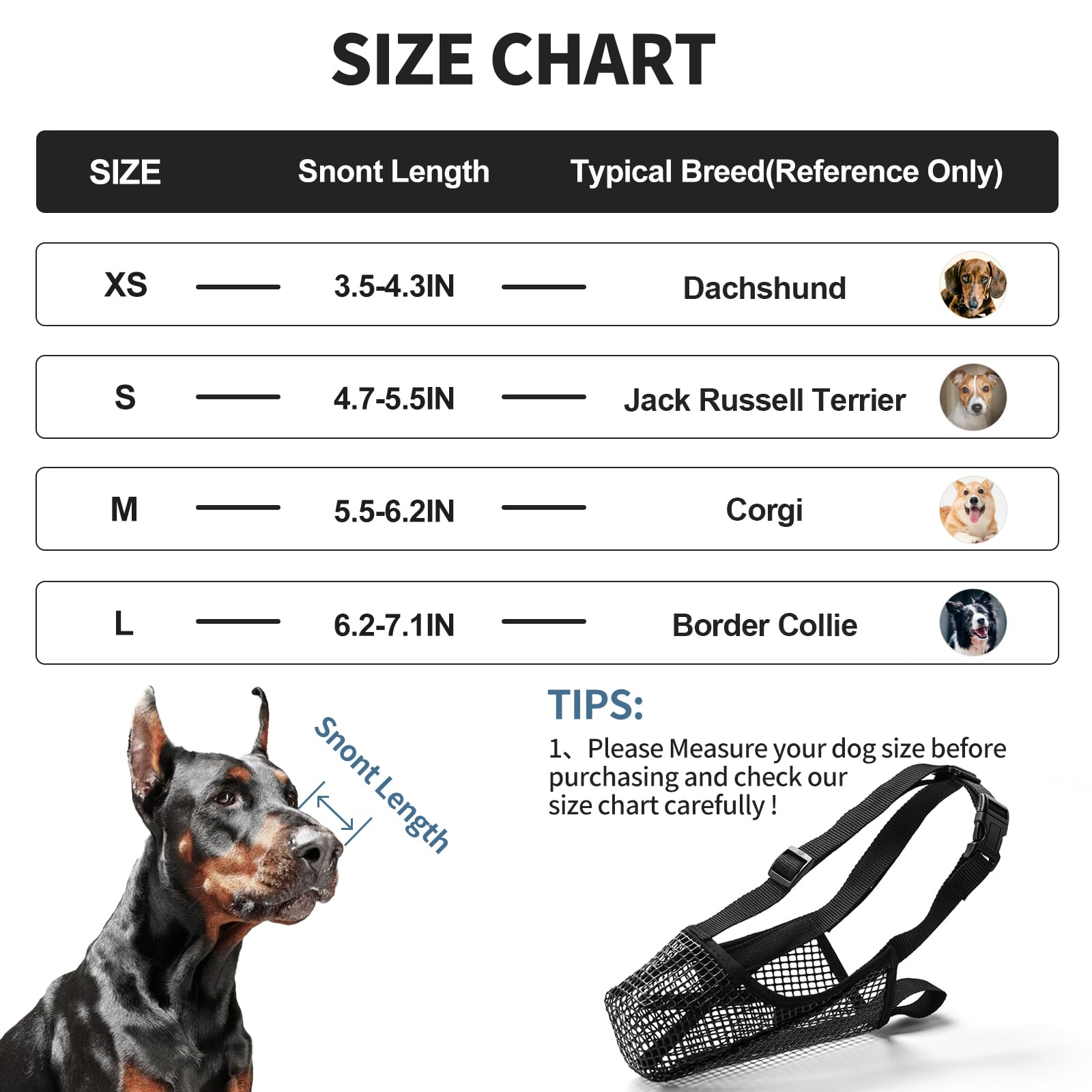 Dog Muzzle With Breathable Mesh For Small Medium Large Breeds - Allows Panting And Drinking, Won'T Rub Nose(S,Black)