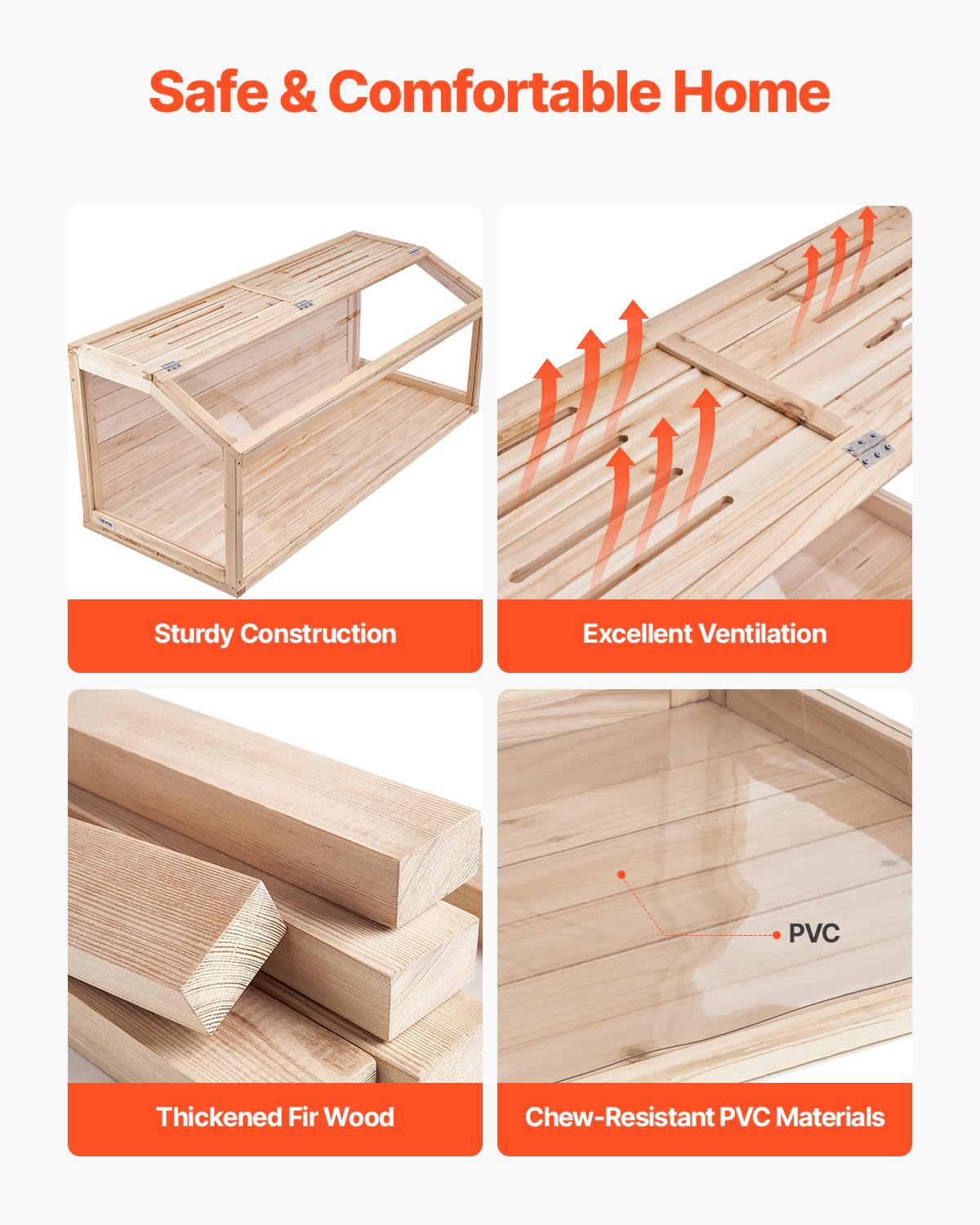VEVOR Wooden Hamster Cage, 270 Viewing Hamster Habitat, 48 x 20 x 20in, Dwarf Hamster Cages with Openable Top, Ventilated Small
