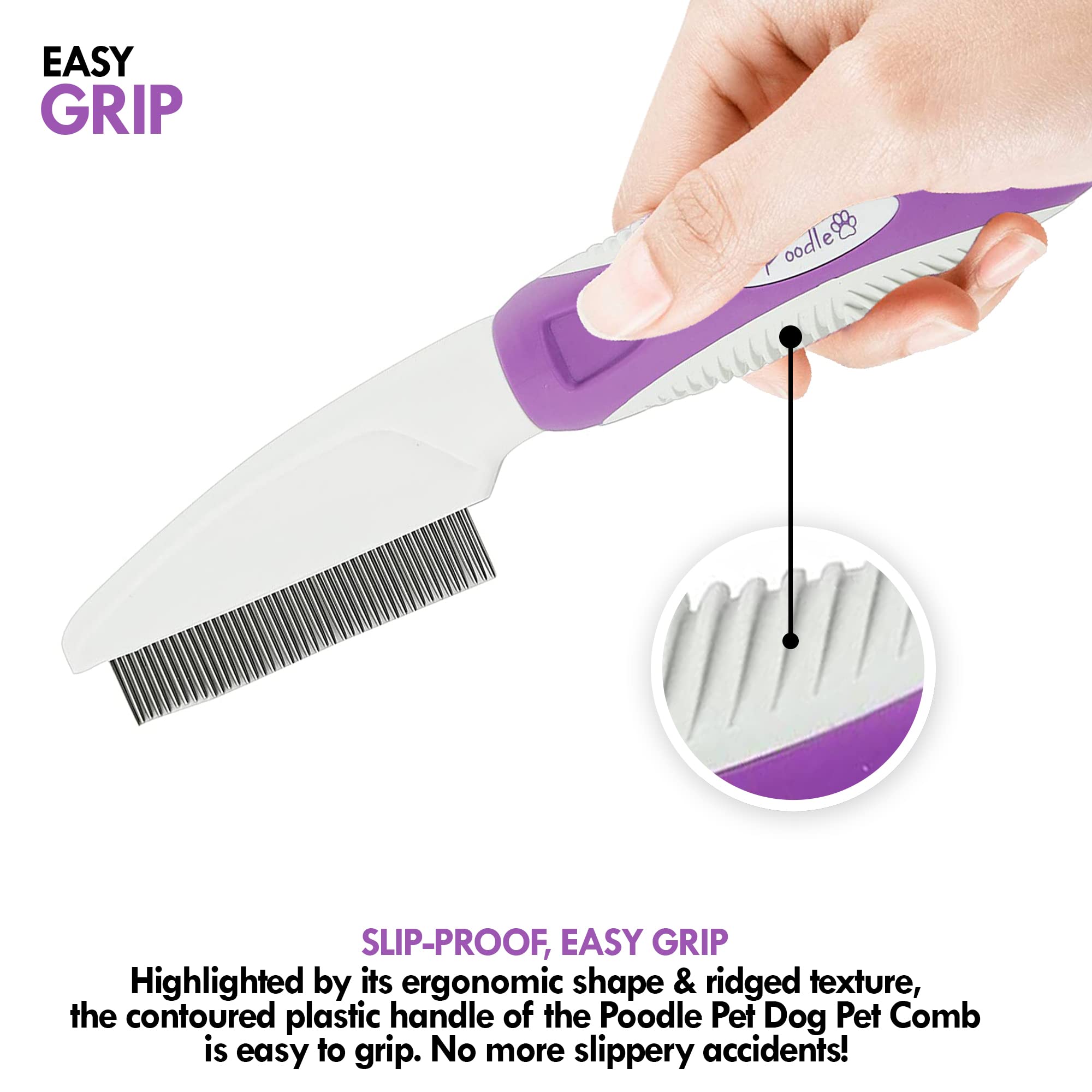 Pet Comb To Comb Your Dogs,Cats,Poodles Hair- Rotatable Pins, Easy To Use, Slip Proof- Best Dog Comb For Grooming Your Dog