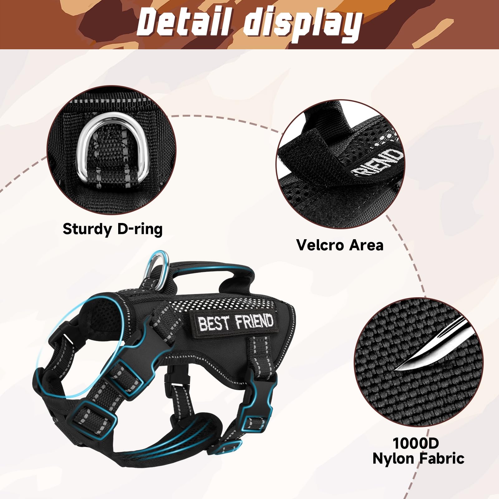 Salfse Large Tactical Cat Harness Leash, Air Mesh Adult Cat Walking Vest Harness Escape Proof With Handle, Reflective (Ablack, X