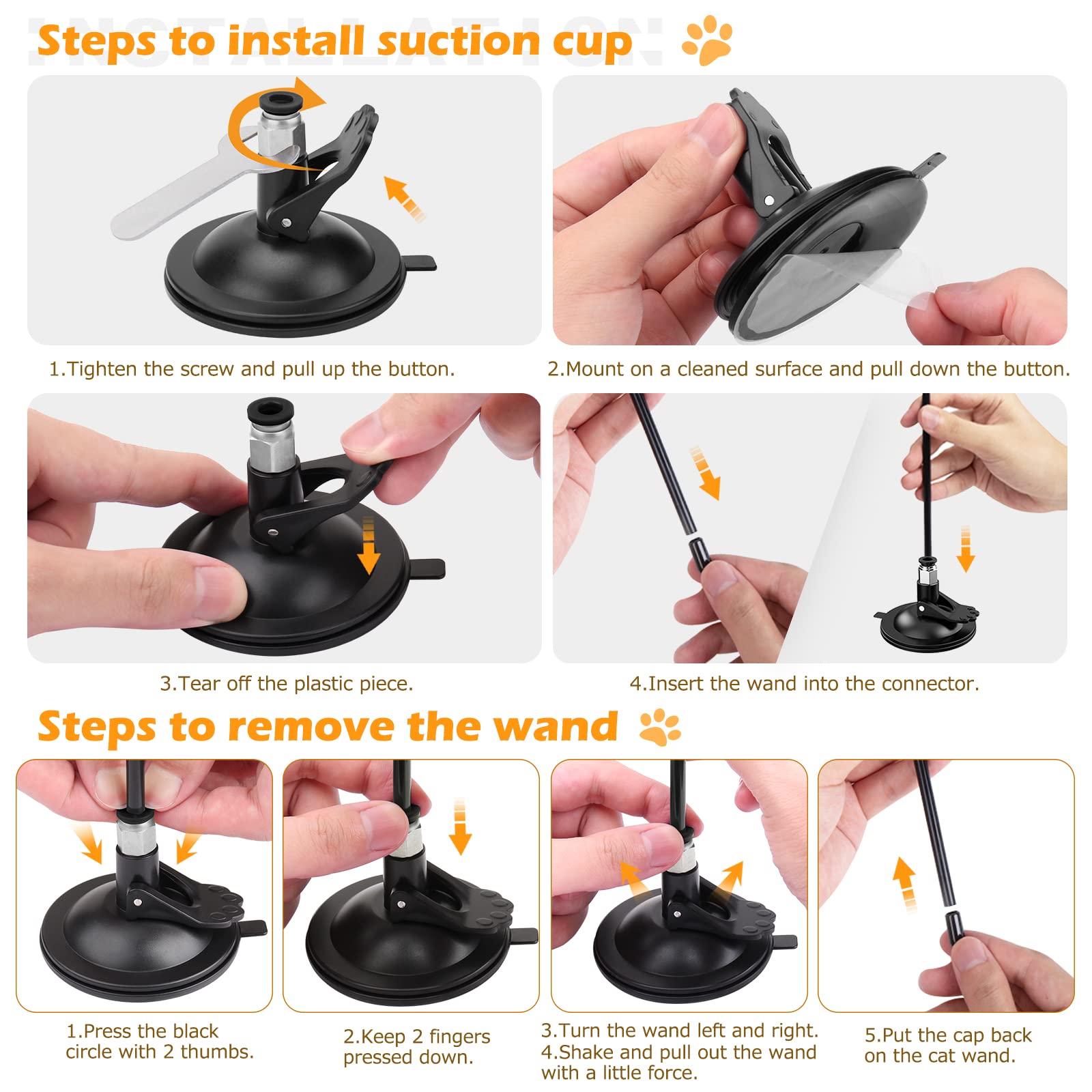 Hosfroll Cat Toys, 2 Pack 3 In 1 Interactive Cat Toy For Indoor Cats With Sticky Super Suction Cup Detachable 10 Pcs Replacement