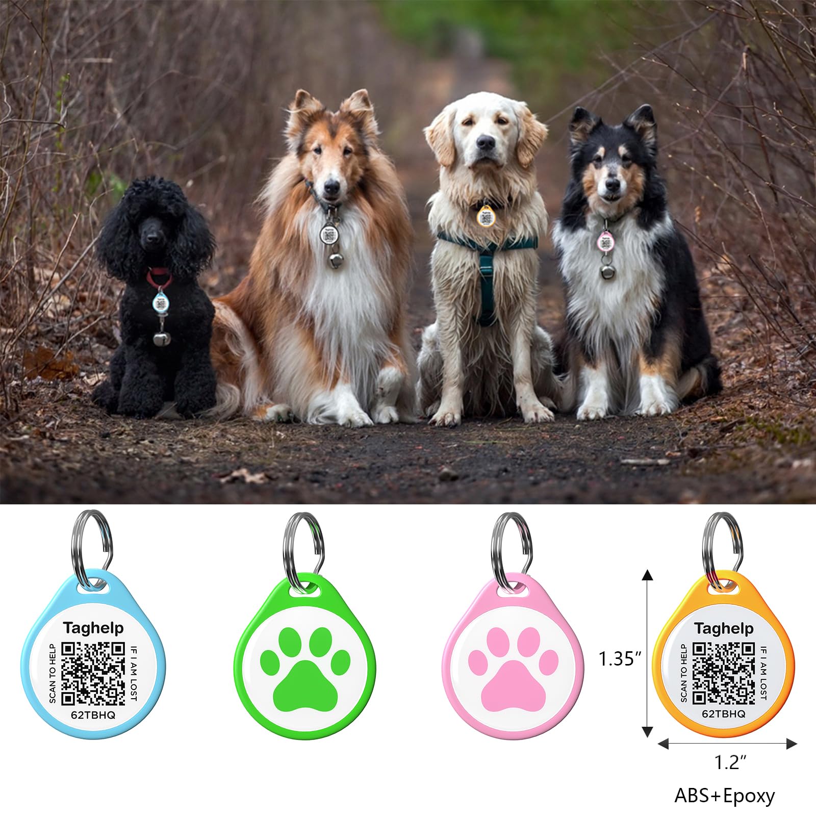 Taghelp Qr Code Pet Id Dog Cat Tags For Collar Personalized For Pet Online Profile - Scan Qr Receive Instant Pet Location Alert