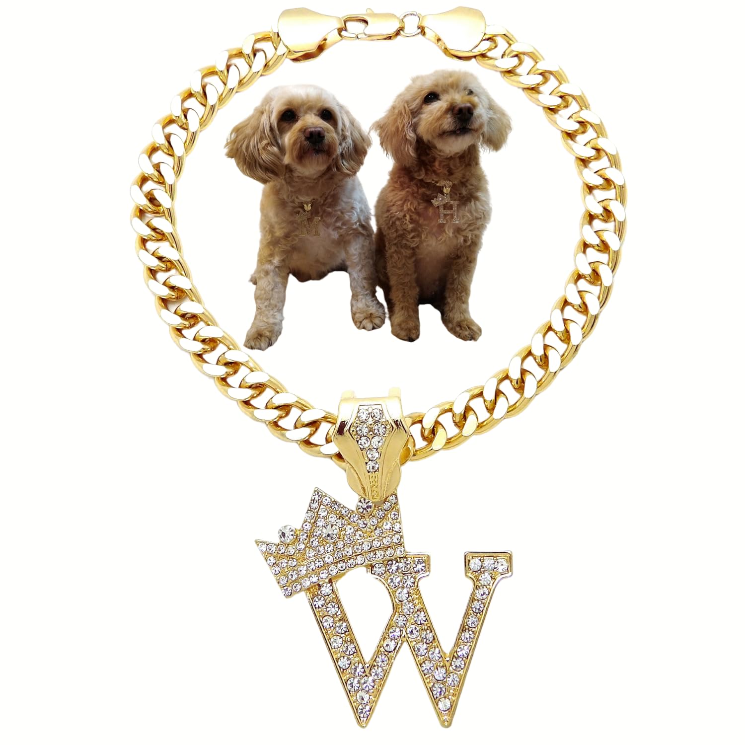 Initial Letter Cuban Chain Dog Chain Pet Chain Pet, Cat, Puppy Necklace (W, 24'')