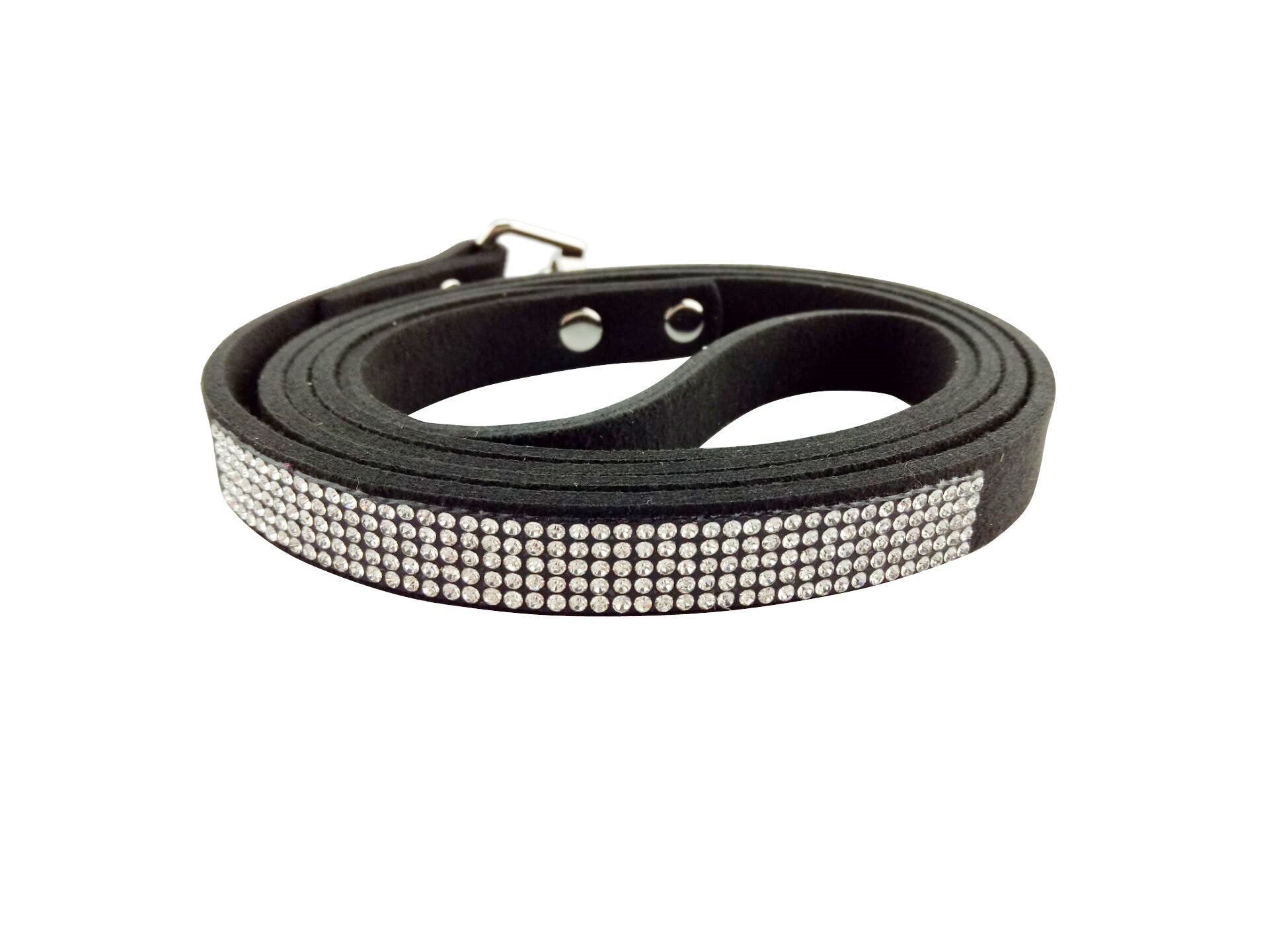 Jwpc Bling Rhinestone Dog Leash - 4 Ft Long & 5/8' Wide - Dog Leash For Medium Small Dogs/Cats Training Walking And Running,Black