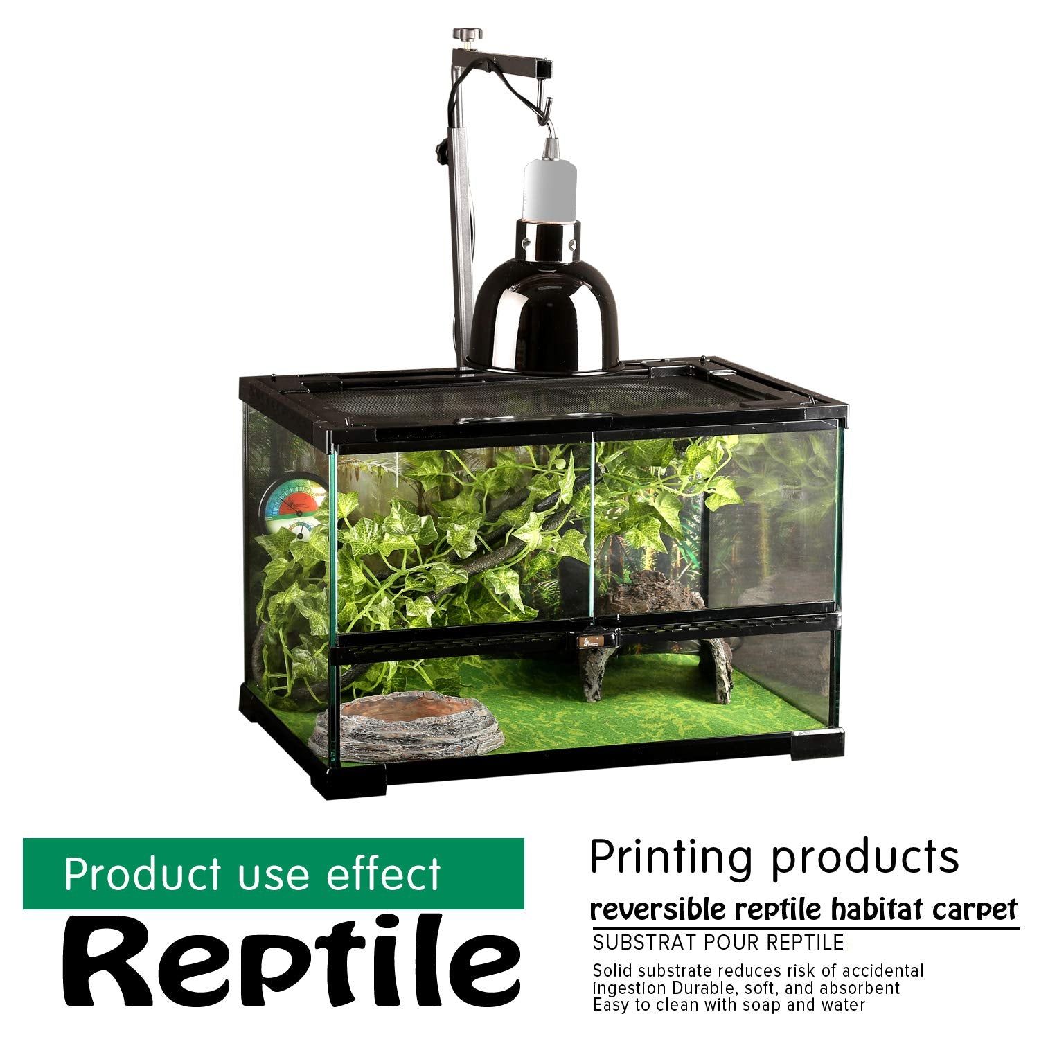 Mclanzoo Reptile Carpet, 30 * 12In Pet Terrarium Liner,Reptiles Cage Mat/Substrate For Snakes, Chameleons, Geckos And Kitchen Use(2Sheets) With Tweezers Feeding Tongs