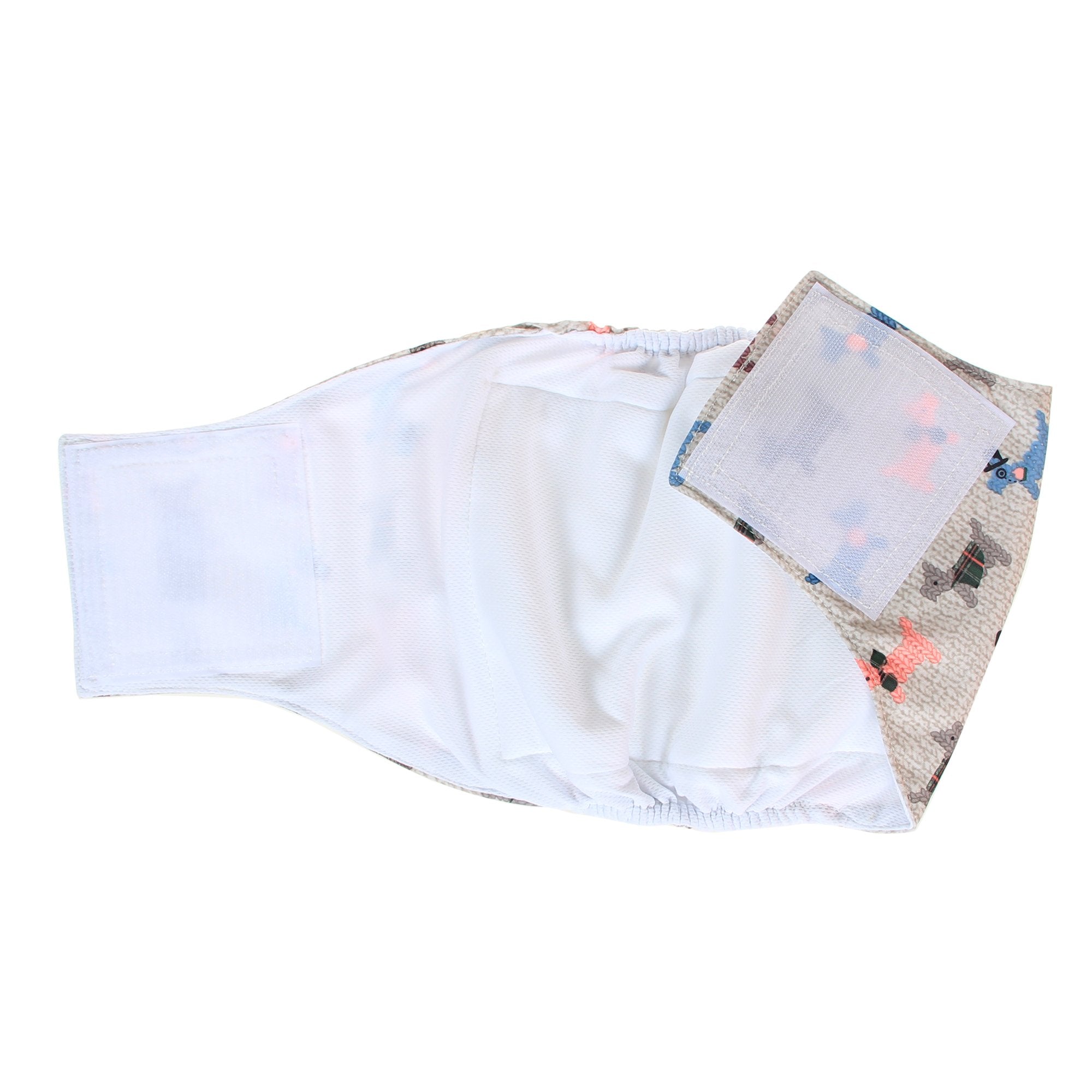 Teamoy Reusable Wrap Diapers For Male Dogs, Washable Puppy Belly Band Pack Of 3 (L1, 16'-20' Waist, Light Blue+ Dogs+Coffee)