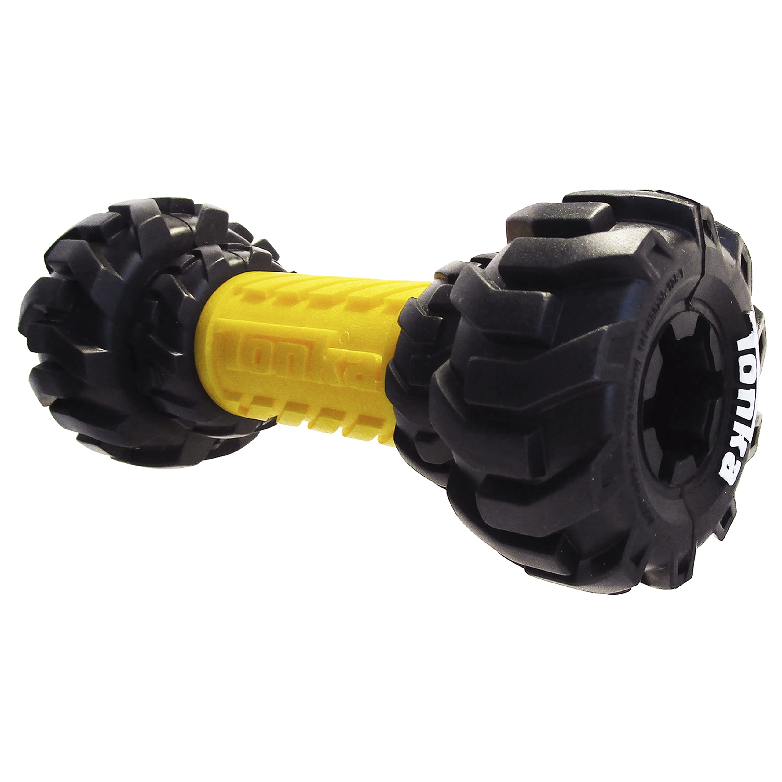 Tonka Axle Tread Dog Toy With Interactive Feeder, Lightweight, Durable And Water Resistant, 7 Inches, For Medium/Large Breeds, Single Unit, Yellow/Black