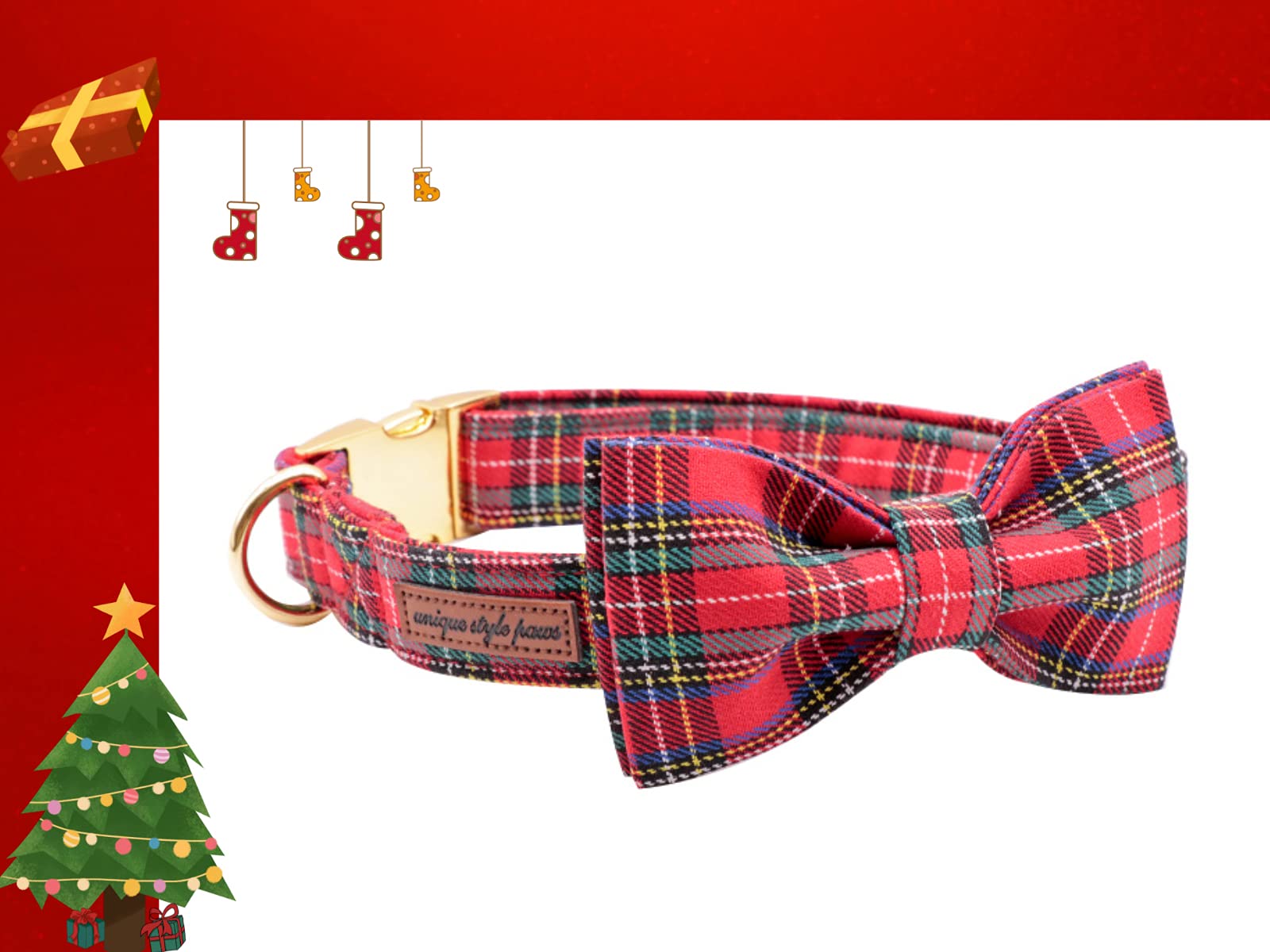 Unique Style Paws Christmas Dog Collar Bow Tie Collar Adjustable Collars For Dogs Small Medium Large