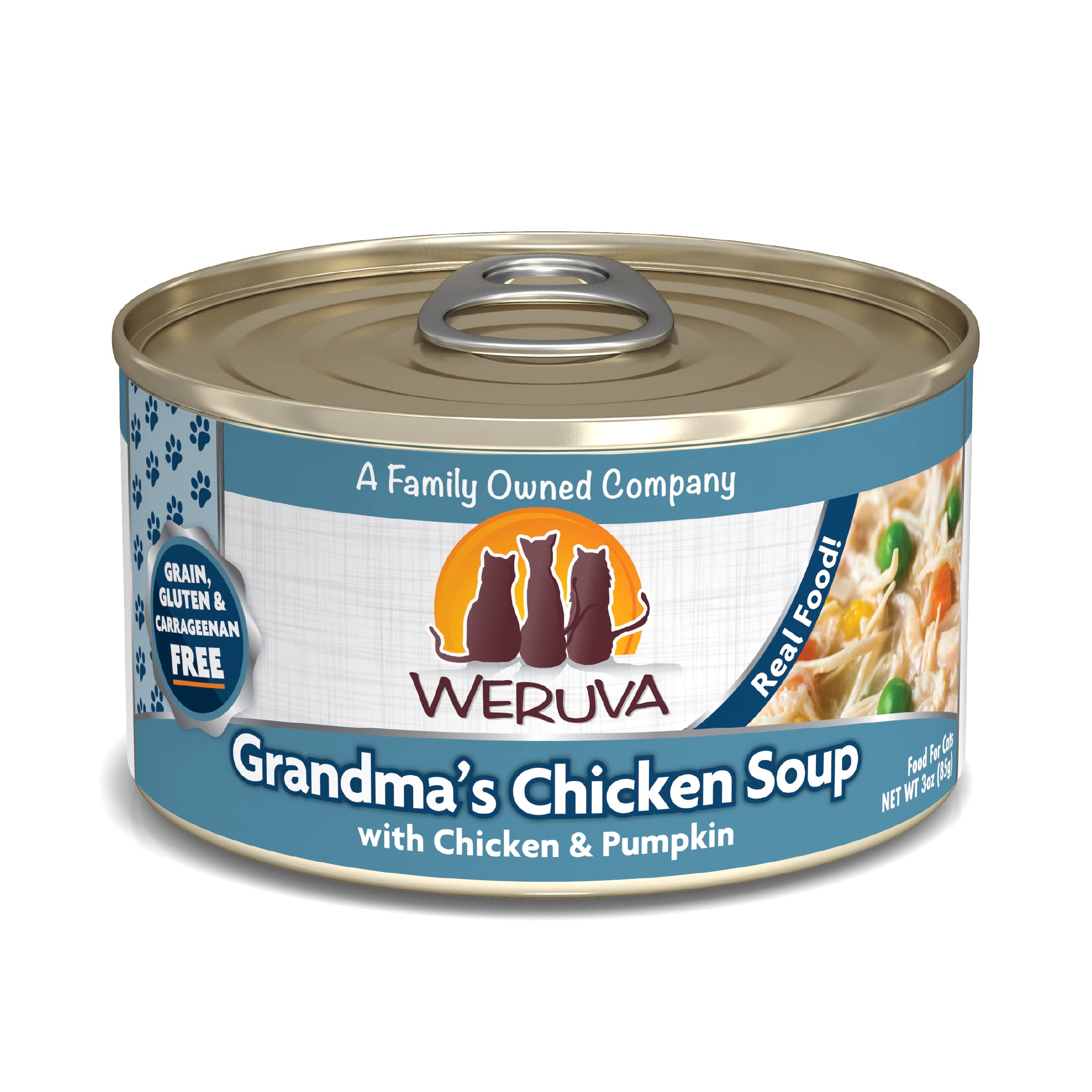 Weruva Classic Cat Food, Grandmas Chicken Soup with Chicken Breast & Pumpkin in Gravy, 3oz Can (Pack of 24)