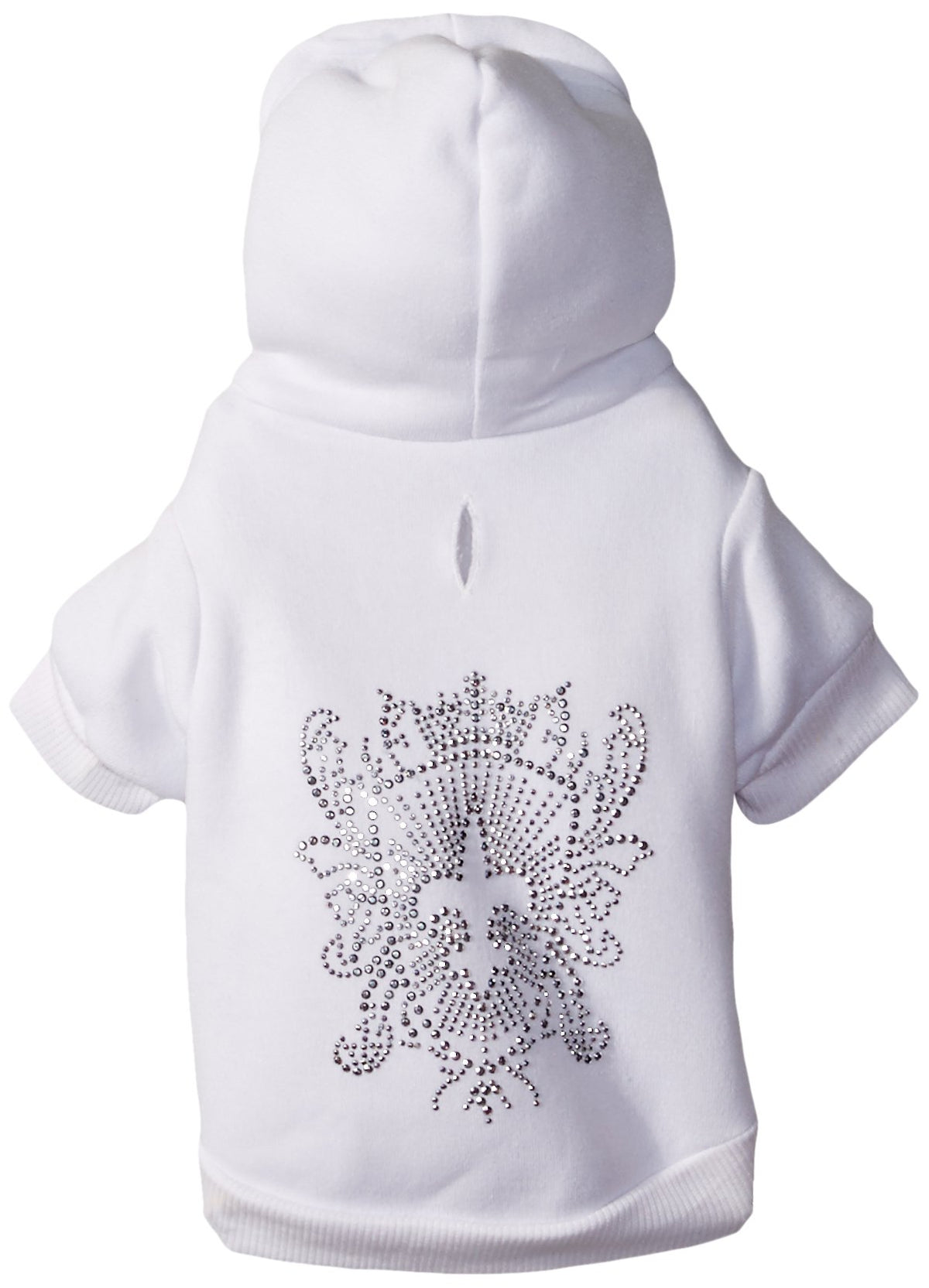 Mirage Pet Products 10-Inch Rhinestone Fleur De Lis Shield Hoodies, Small, Cream