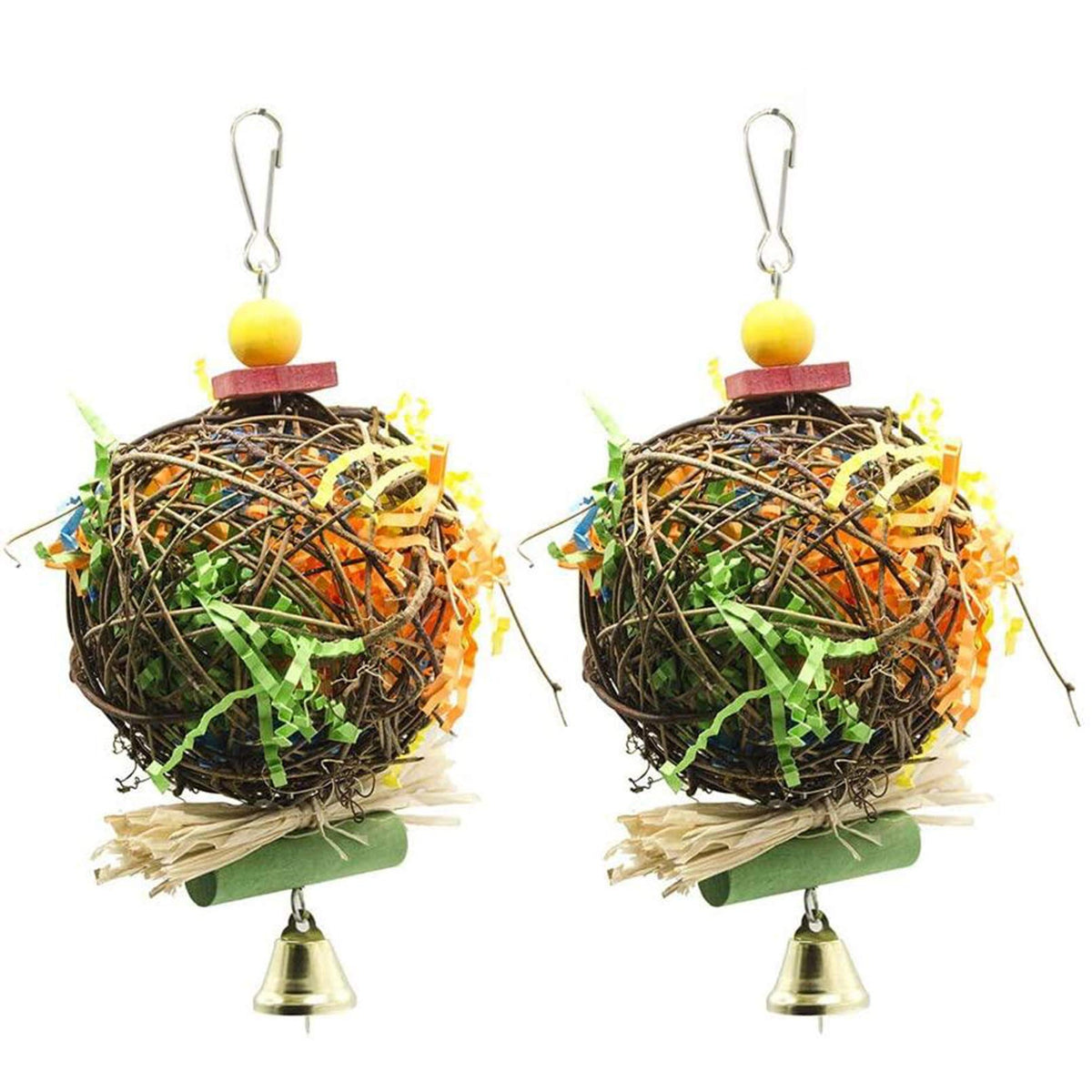 Ebaokuup 2 Pack Bird Chewing Toys Foraging Shredder Toy Parrot Cage Shredder Toy Foraging Hanging Toy For Cockatiel Conure African Grey Amazon