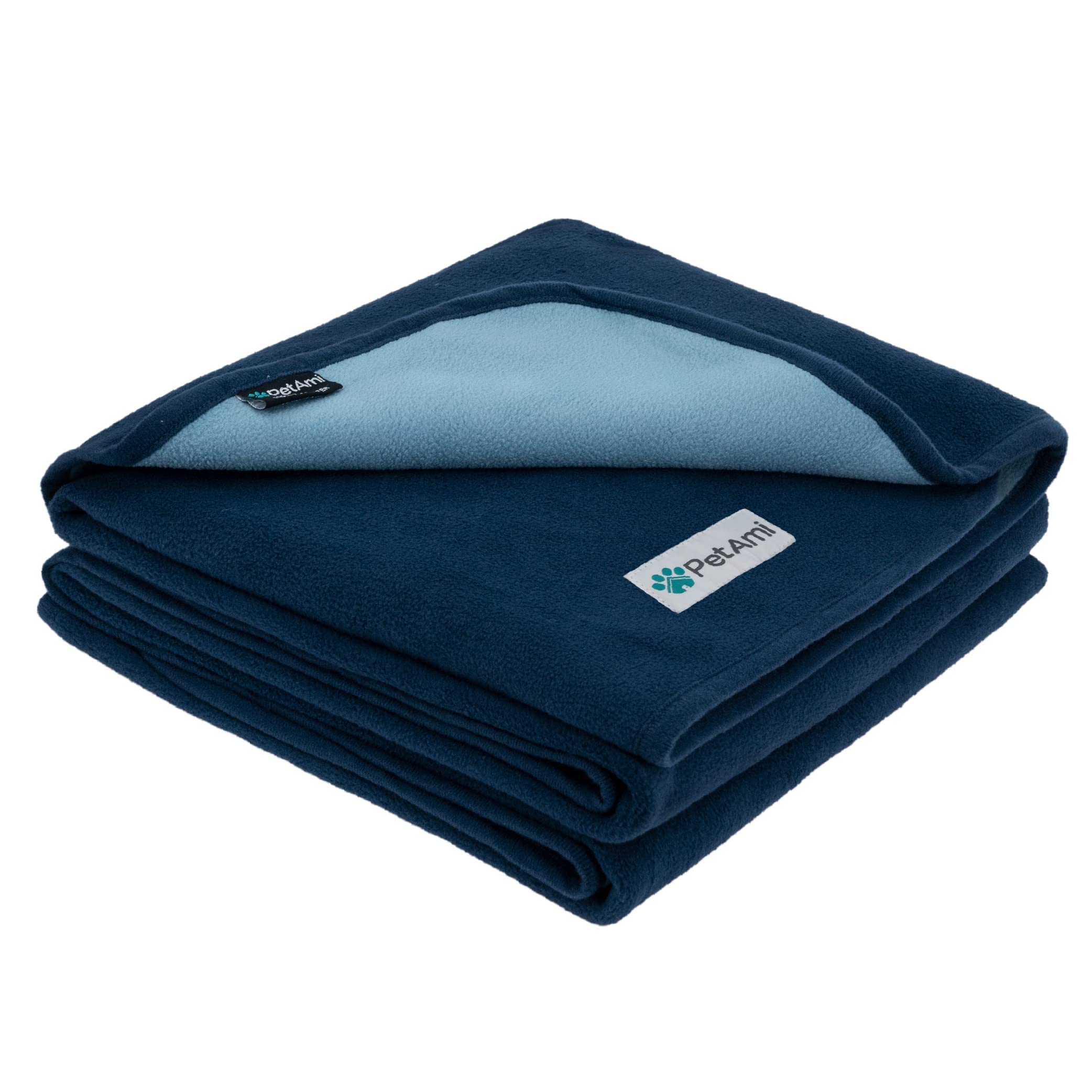 Petami Waterproof Dog Blanket For Small Medium Pets Dogs Cats, Pet Couch Cover Protector For Furniture, Reversible Washable Soft Fleece Cat Blanket For Bed Couch Sofa, 29X40 (Navy/Blue)