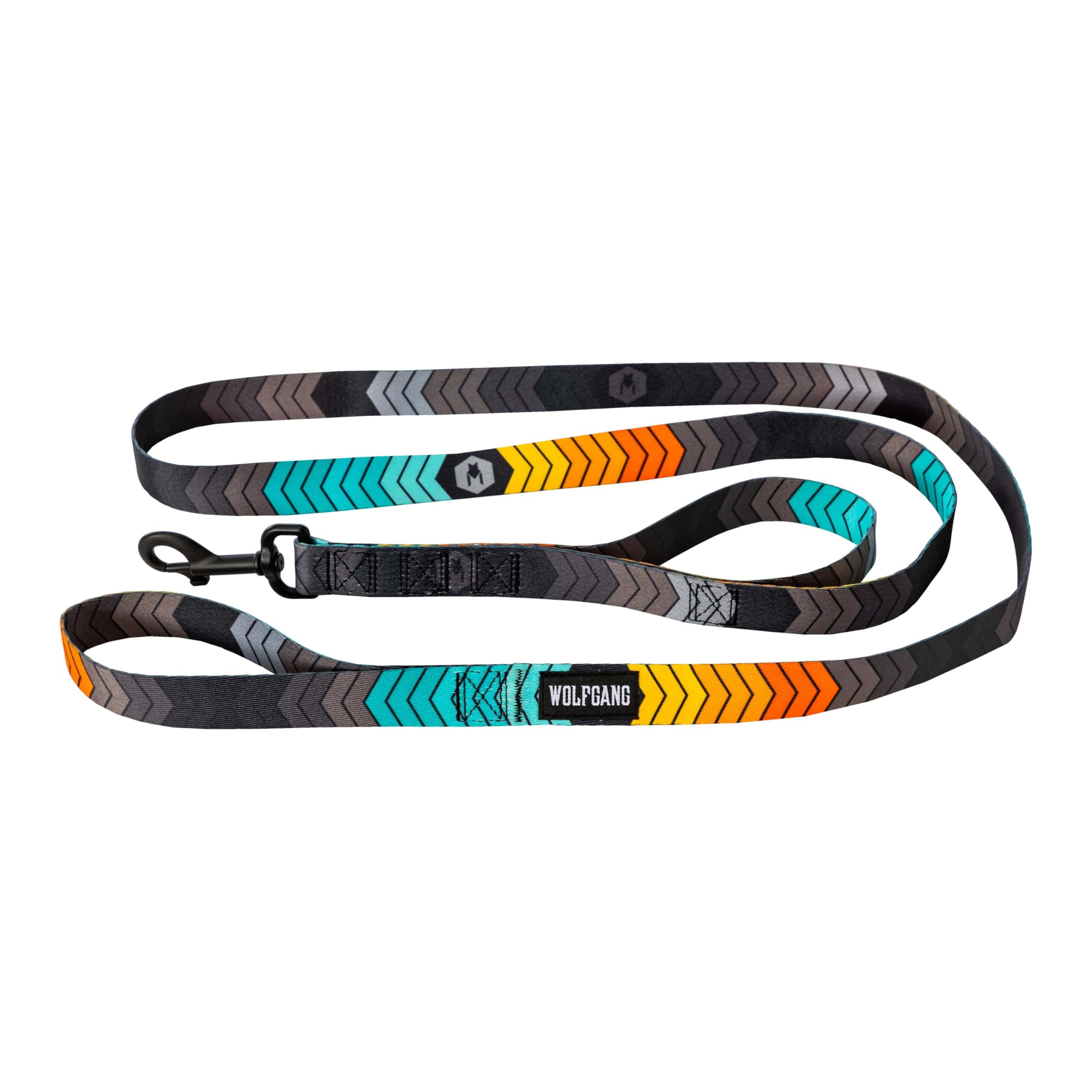 Wolfgang Heavy Duty Dog Leash, Pull-Tested To Over 800 Lbs For Walking & Training, Chevtech Print, Dual-Handle Large