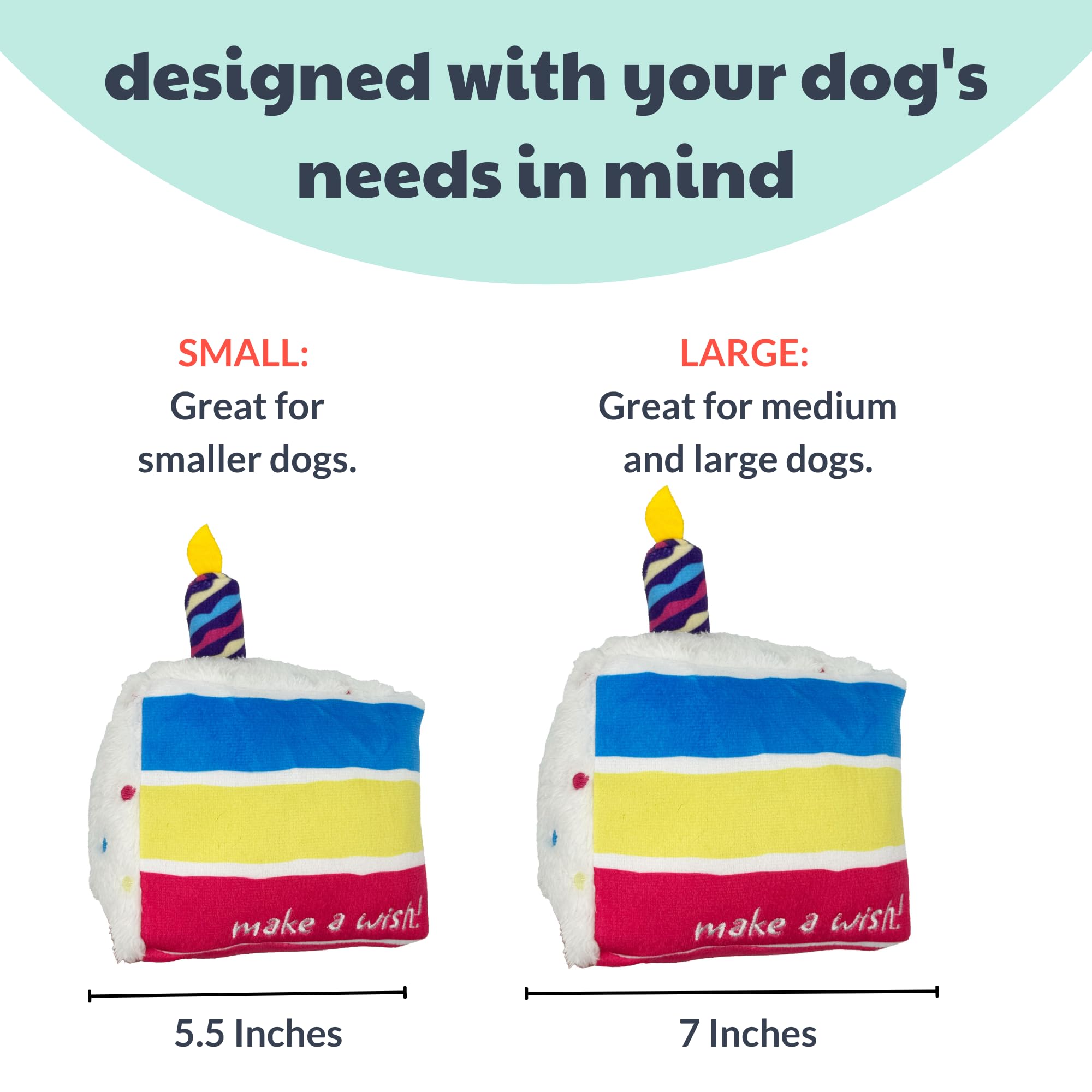 Huxley & Kent For Dogs | Make A Wish Cake Plush Dog Toy | Small, Interactive, Durable & Water Resistant