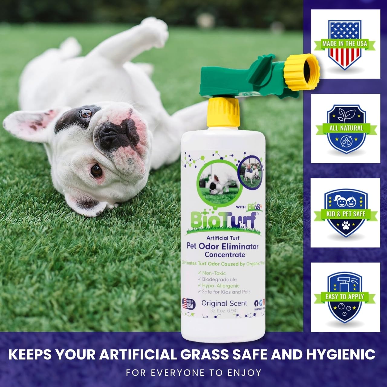 Bioturf Bios+ Artificial Turf Pet Odor Eliminator Concentrate 2 Pack; Organic, Non-Toxic, Eco-Friendly Enzyme Cleaner; Outdoor U