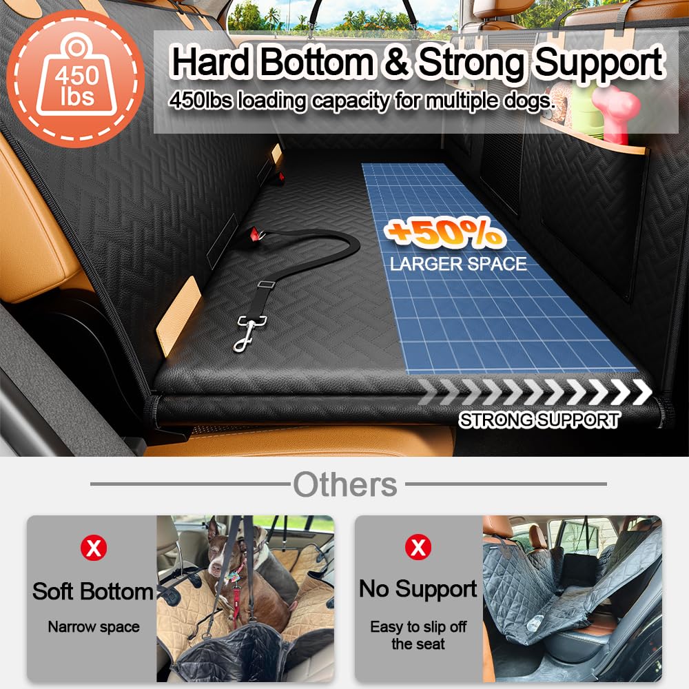 Rincus Anti Slip Pu Leather Rigid Dog Car Seat Cover With Baby Car Seat, Structured Back Seat Extender For Dogs Hard Bottom Hold