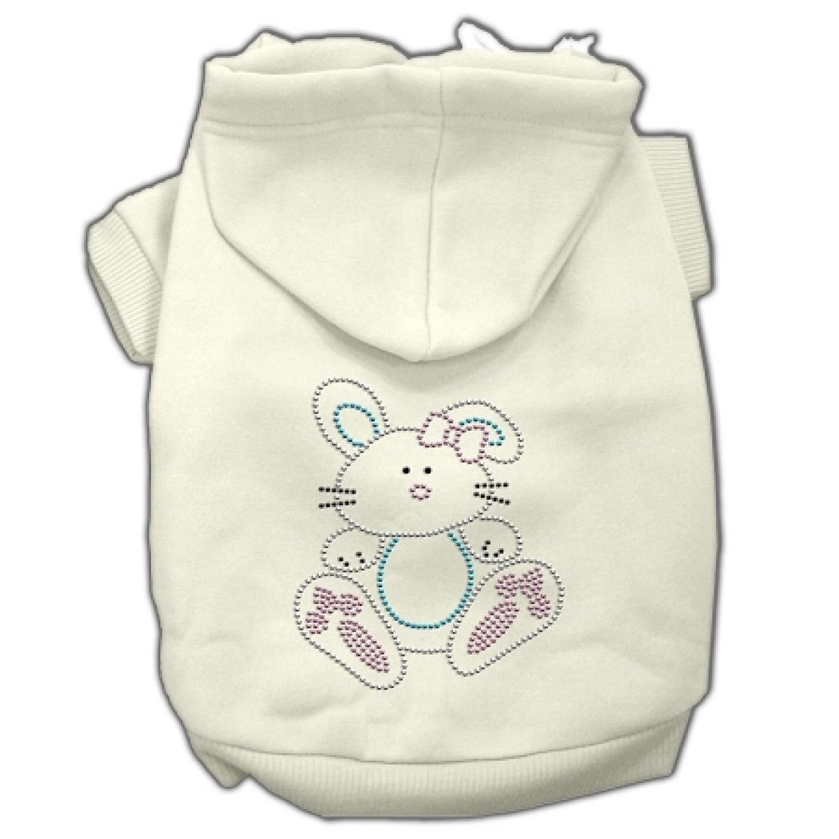 Mirage Pet Products 16&quot; Bunny Rhinestone Hoodies, X-Large, Cream