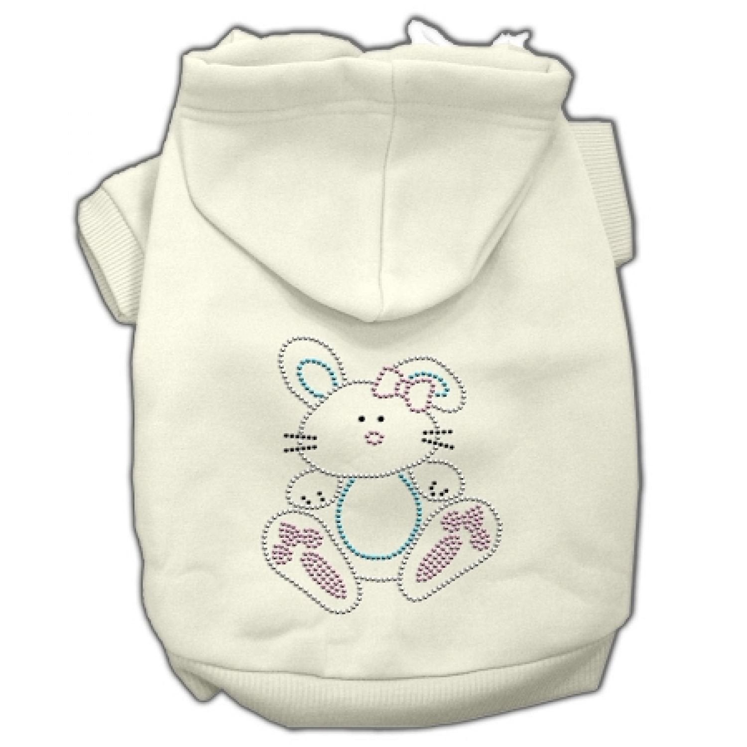 Mirage Pet Products 12&quot; Bunny Rhinestone Hoodies, Medium, Cream