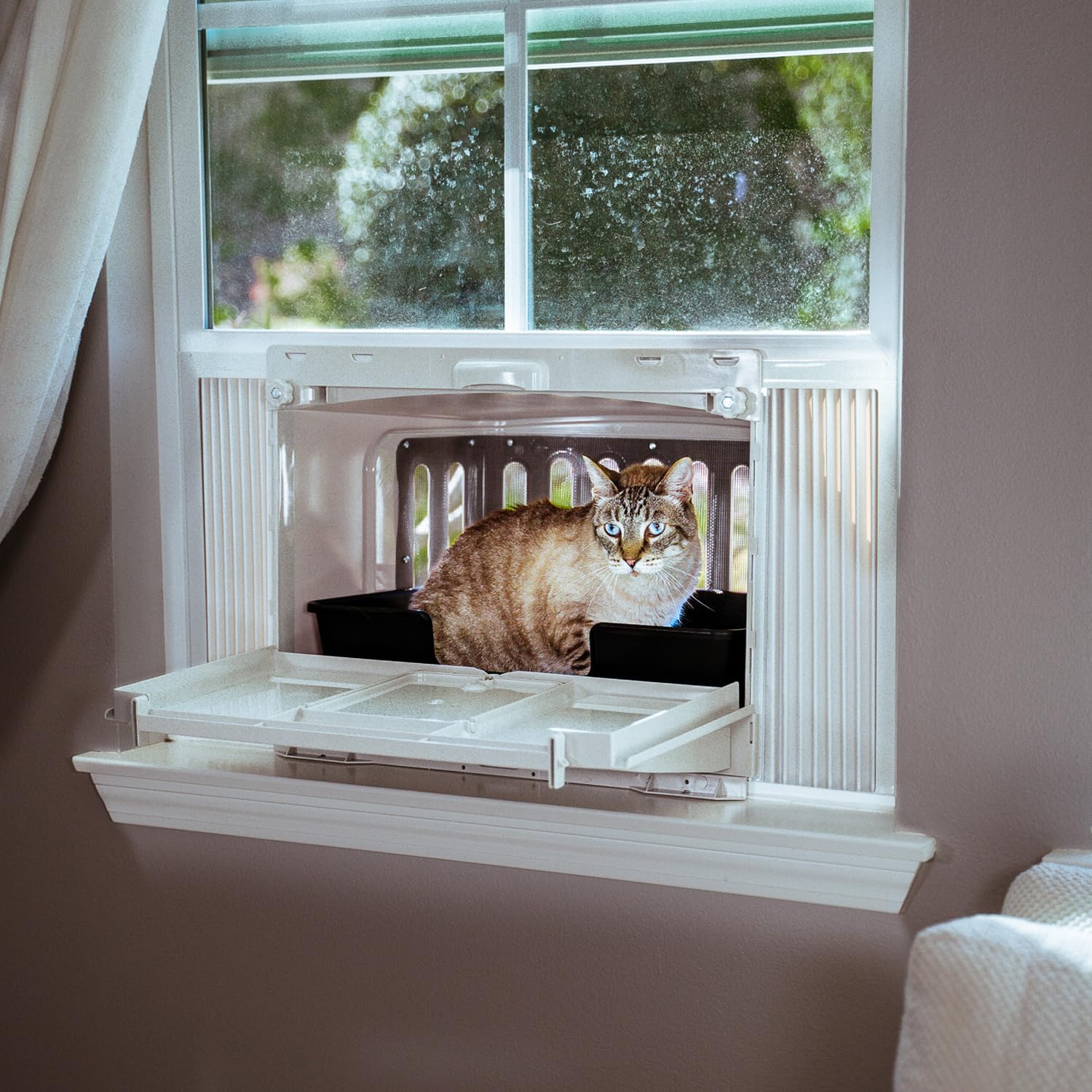 Vistaloo Window Catio, Perch & Litter Box - Premium Outdoor Freedom For Indoor Cats, Natural Odor-Free Living & Enrichment, All 