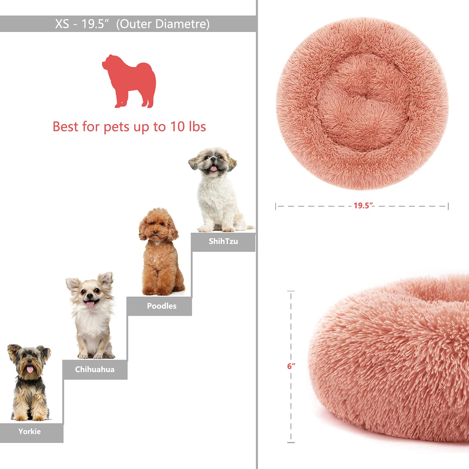 Dog Beds For Small Dogs 19 Inches Anxiety And Calming Pink Dog Beds Washable Fluffy And Plush Cute Puppy Beds For Small Dogs Gir