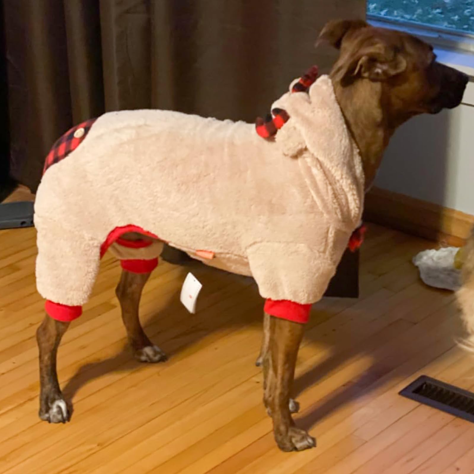 Kyeese Dog Pajamas Christmas Reindeer With Bowtie Red Buffalo Check Dog Sweater Dog Pjs For Medium Dogs Pet Pajamas Plaid Dog Cl